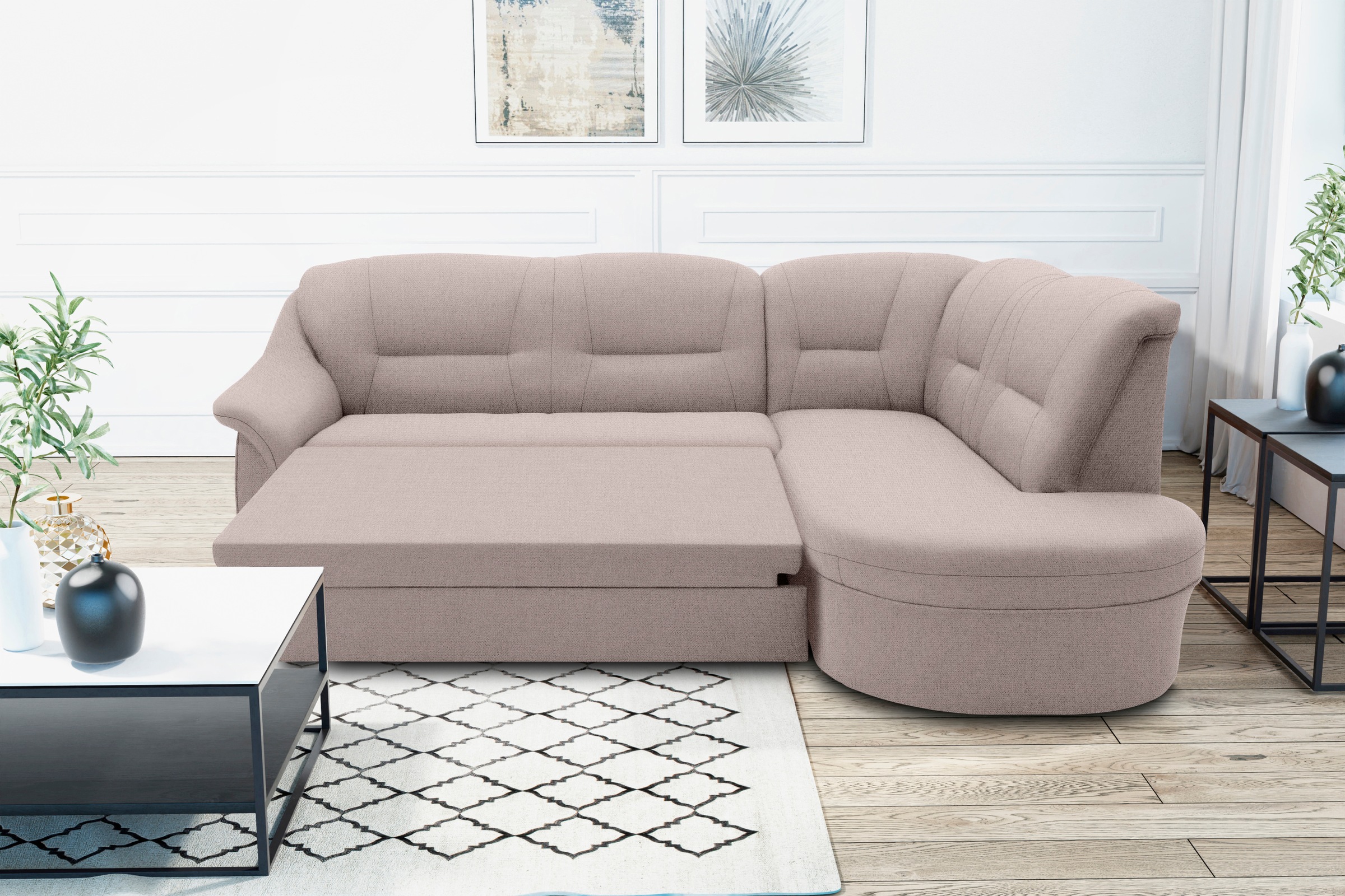 DOMO collection Ecksofa "Faenza für kleine Räume, Stellmaße 232,176cm, komf günstig online kaufen