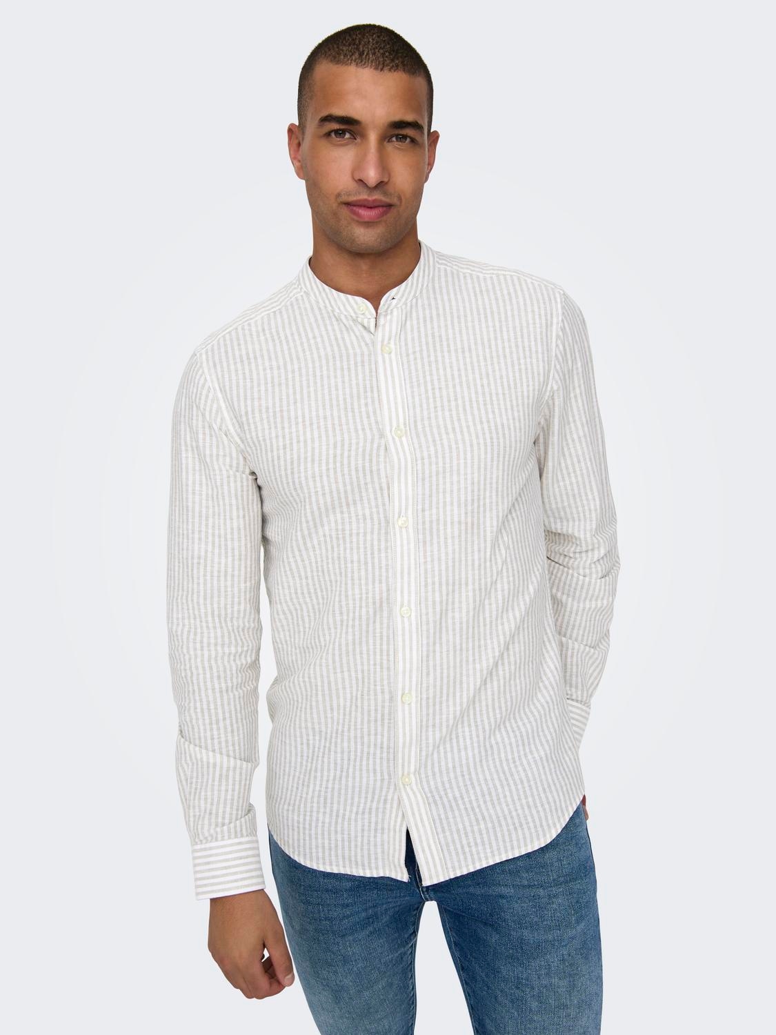 ONLY & SONS Langarmhemd "ONSCAIDEN LS MAO STRIPE LINEN SHIRT NOOS" günstig online kaufen