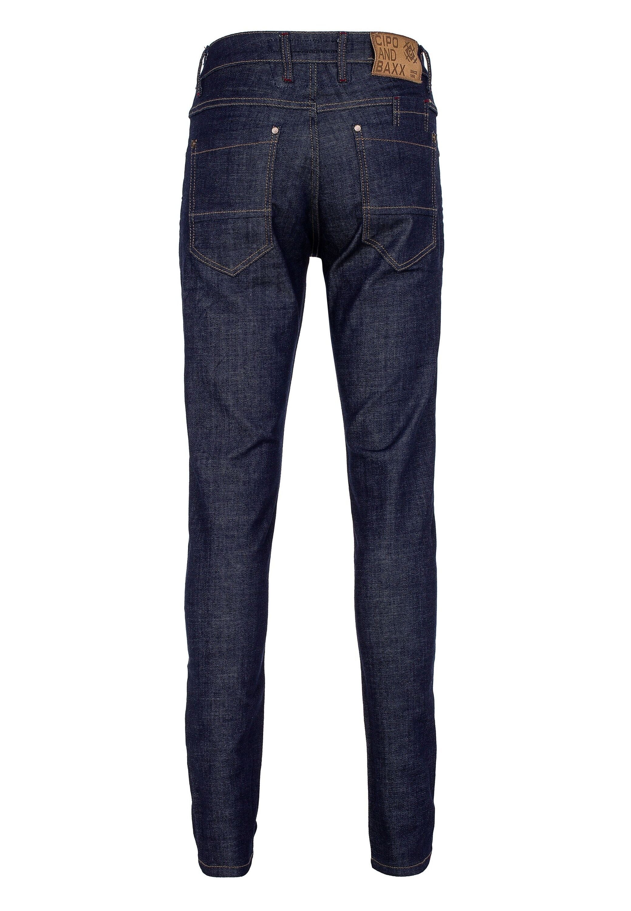 Slim-fit-Jeans CIPO & BAXX "Jeans", Herren, Gr. 32, Länge 34, blau (rawblau), 94% Baumwolle, 5% Polyester, 1% Elasthan, unifarben, slim fit lang, Jeans Slim-fit-Jeans, mit Zier-Knopföse, CD538 3