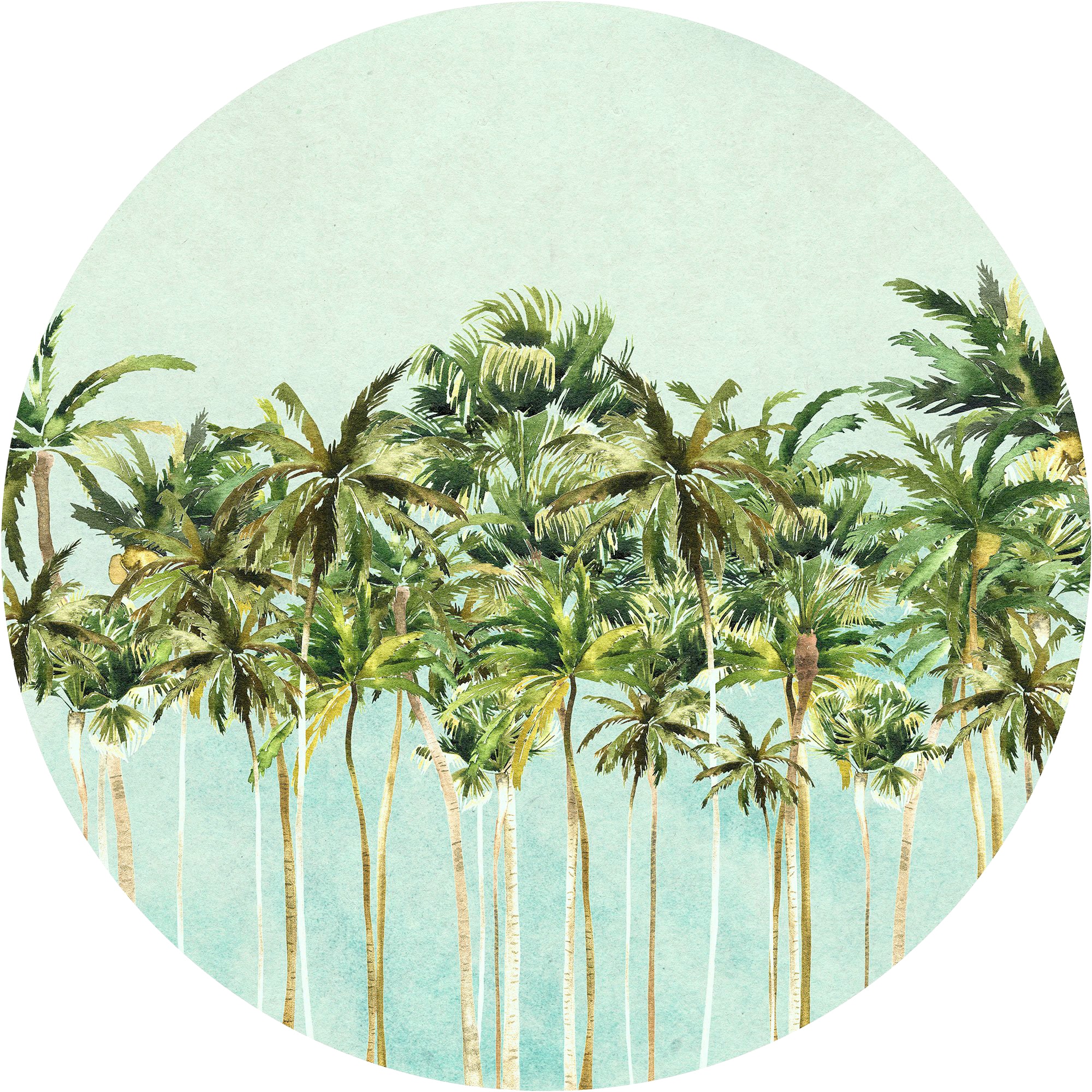 Komar Fototapete "Coconut Trees", 125x125 cm (Breite x Höhe), rund und selbstklebend