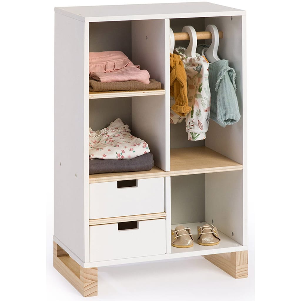 MUSTERKIND® Puppenkleiderschrank »Viola, weiß/natur/grau«