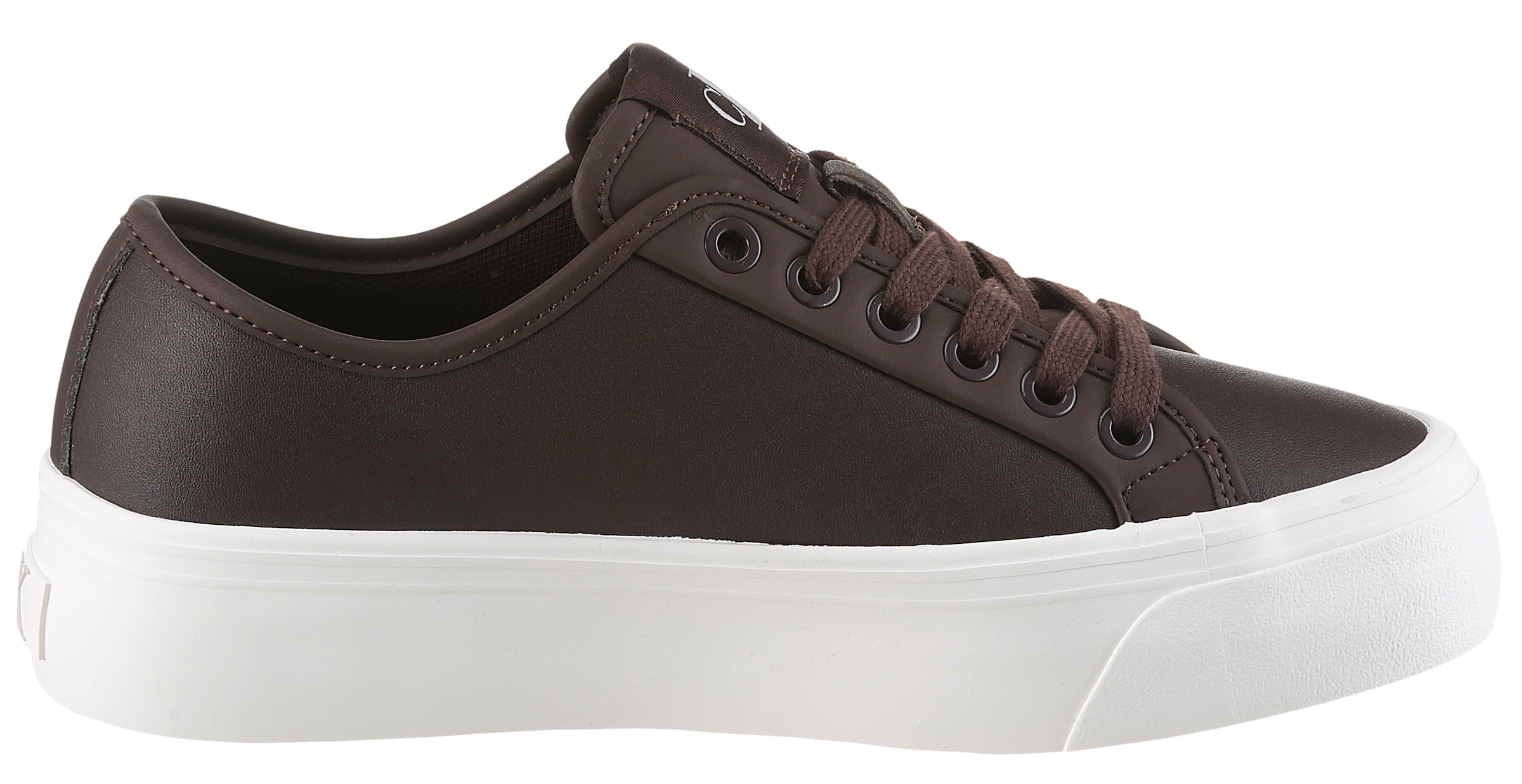 Calvin Klein Jeans Plateausneaker »VULC FLATF LACE UP LTH CK«, Schnürschuh, Halbschuh, Freizeitsneaker mit CK-Logo