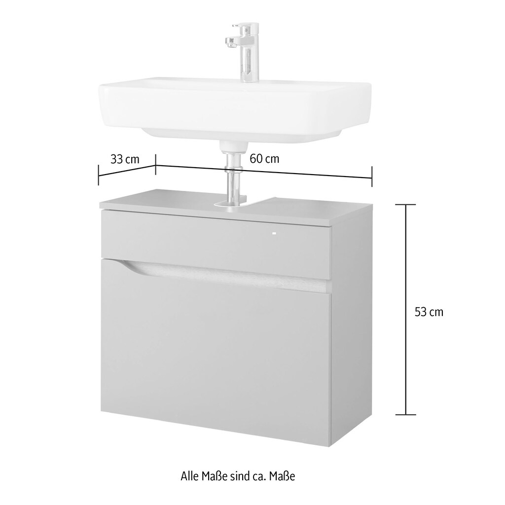 Saphir Badmöbel-Set »Quickset 3-teilig, Waschbeckenunterschrank mit LED-Spiegel«, (6 St.)