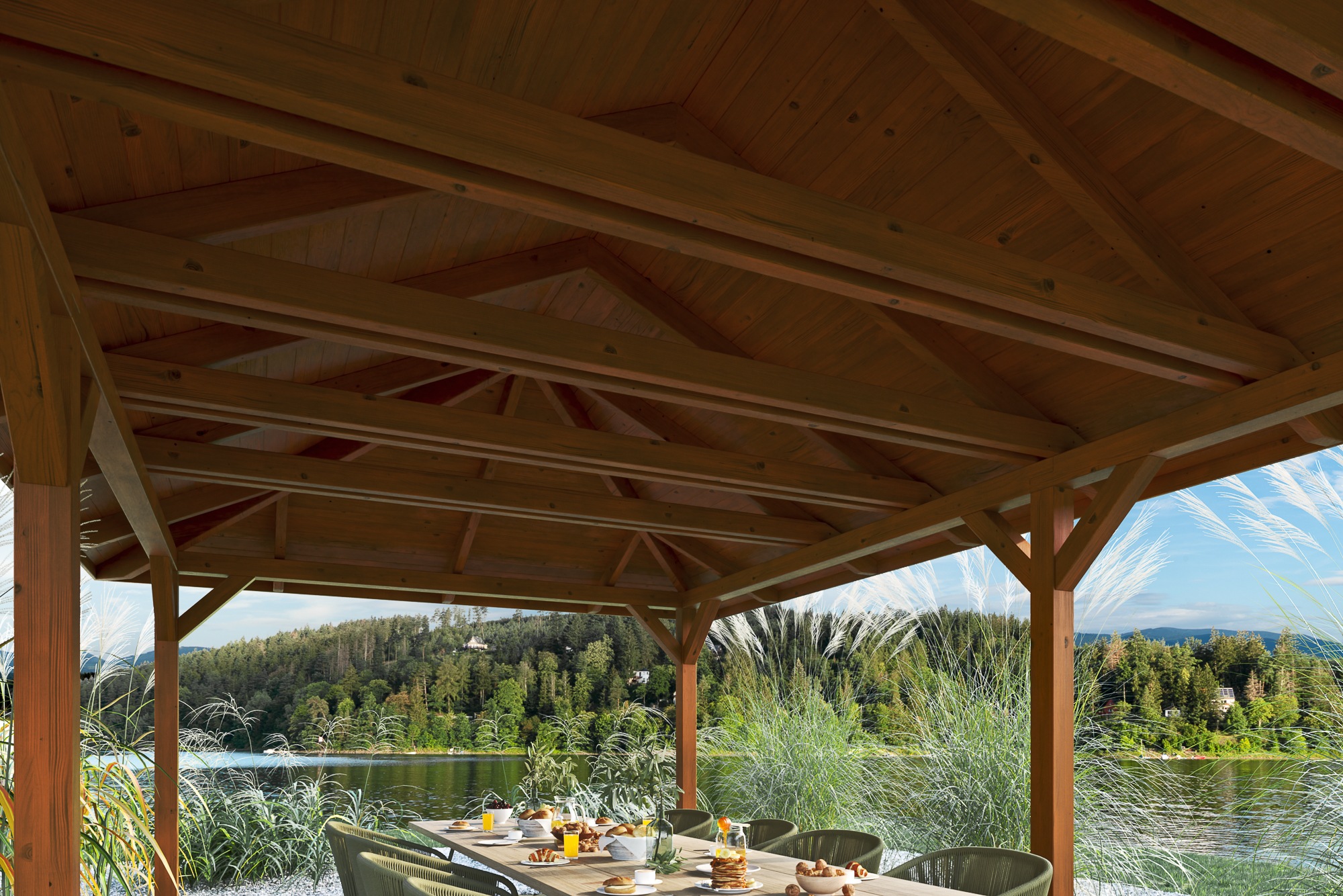 Skanholz Holzpavillon »Orleans 3«, Leimholz, 424 x 836 cm