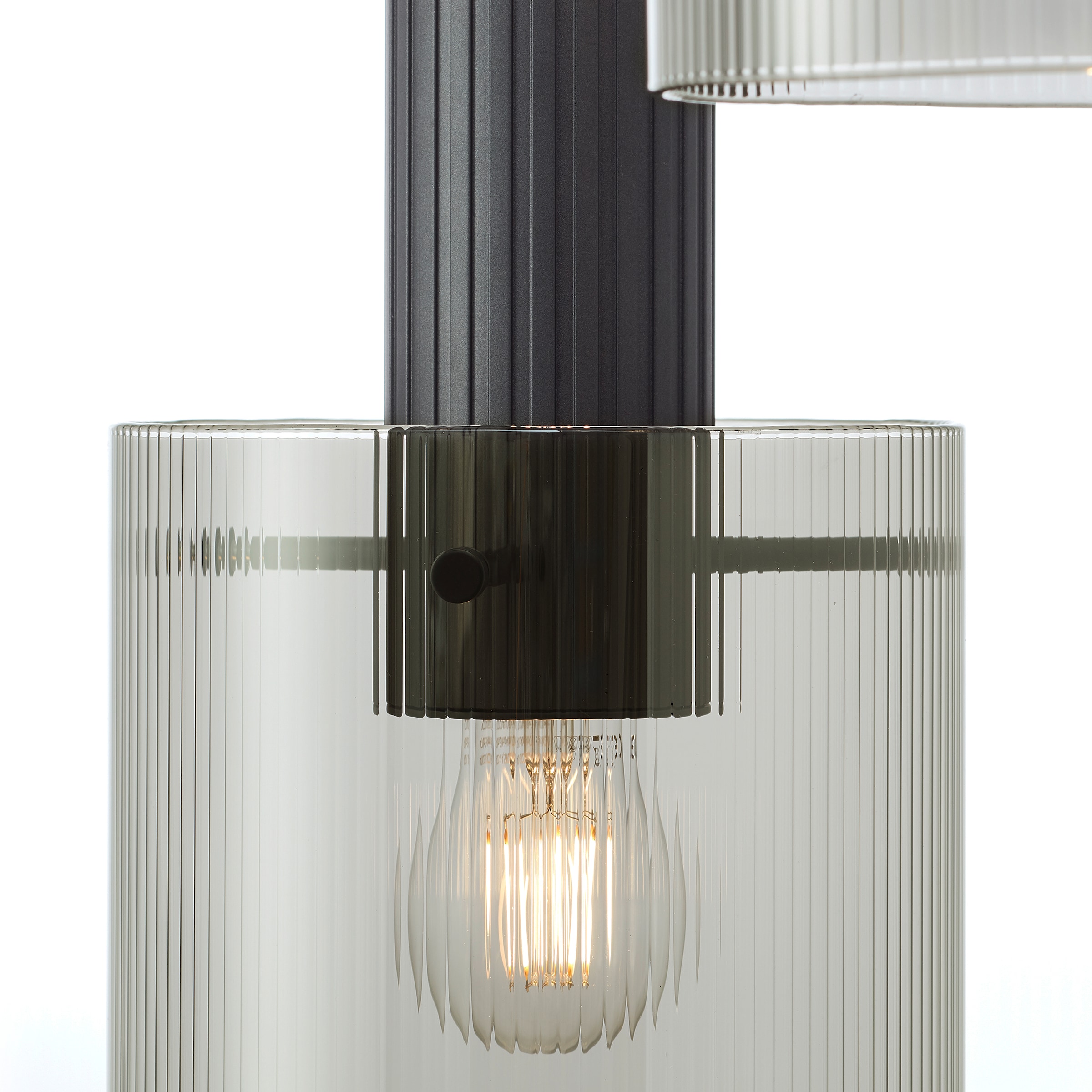 Brilliant Pendelleuchte »Riffelini«, 3 flammig, Leuchtmittel E27 | ohne Leuchtmittel, 150 x 48 cm, 3x E27, kürzbar, geriffeltes Rauchglas, anthrazit