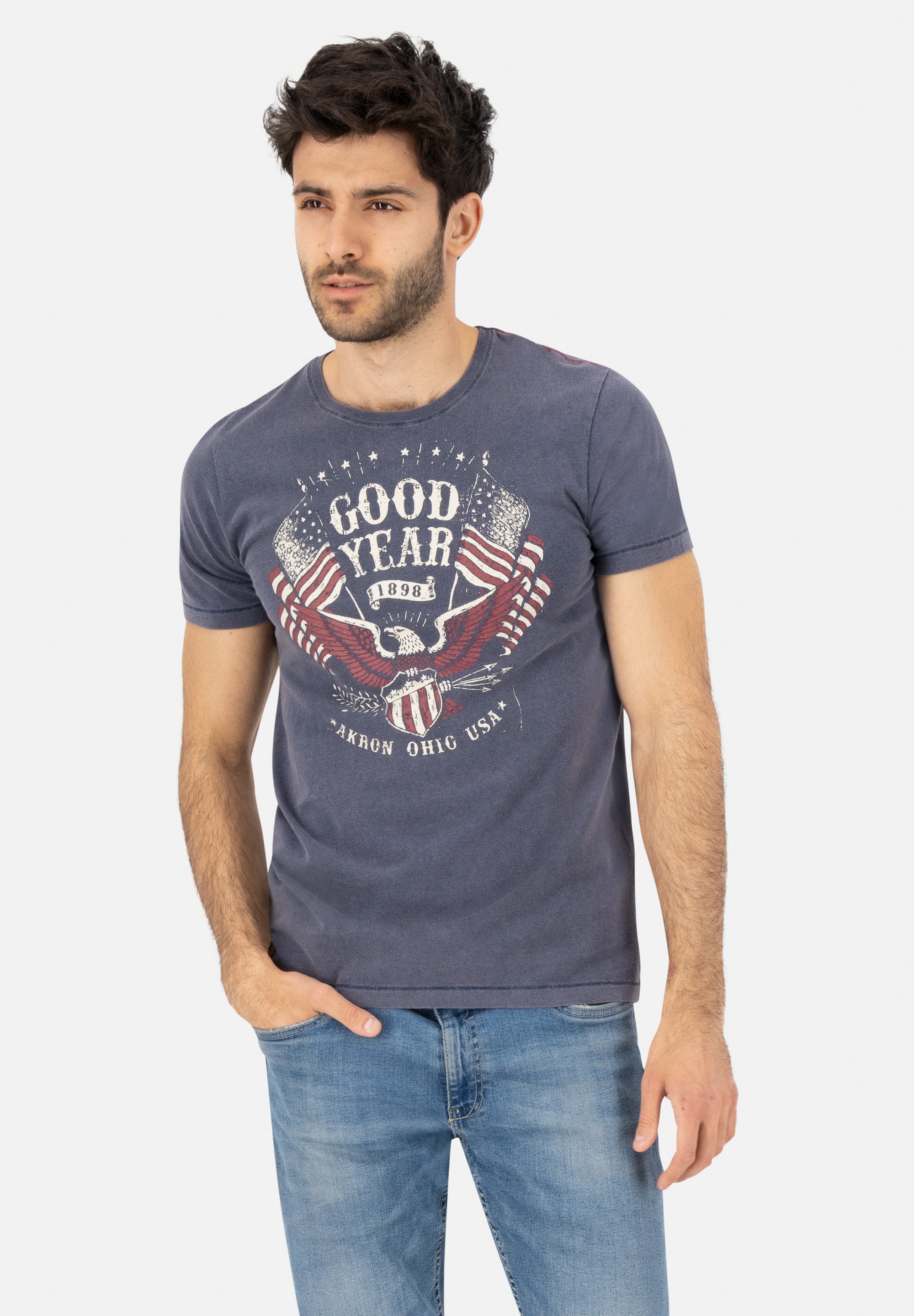 Goodyear T-Shirt »JAMESTOWN«, in stylischer Vintage-Optik