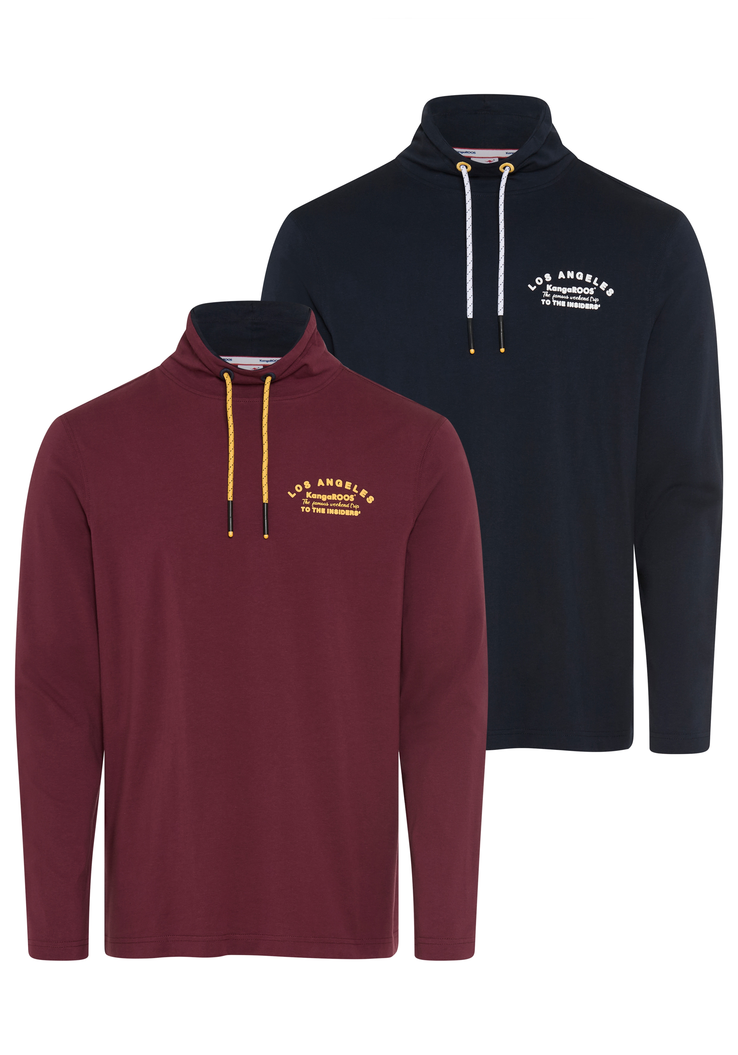 KangaROOS Langarmshirt mit hoch geschlossenem Ausschnitt und Kordelzug, normale Passfor