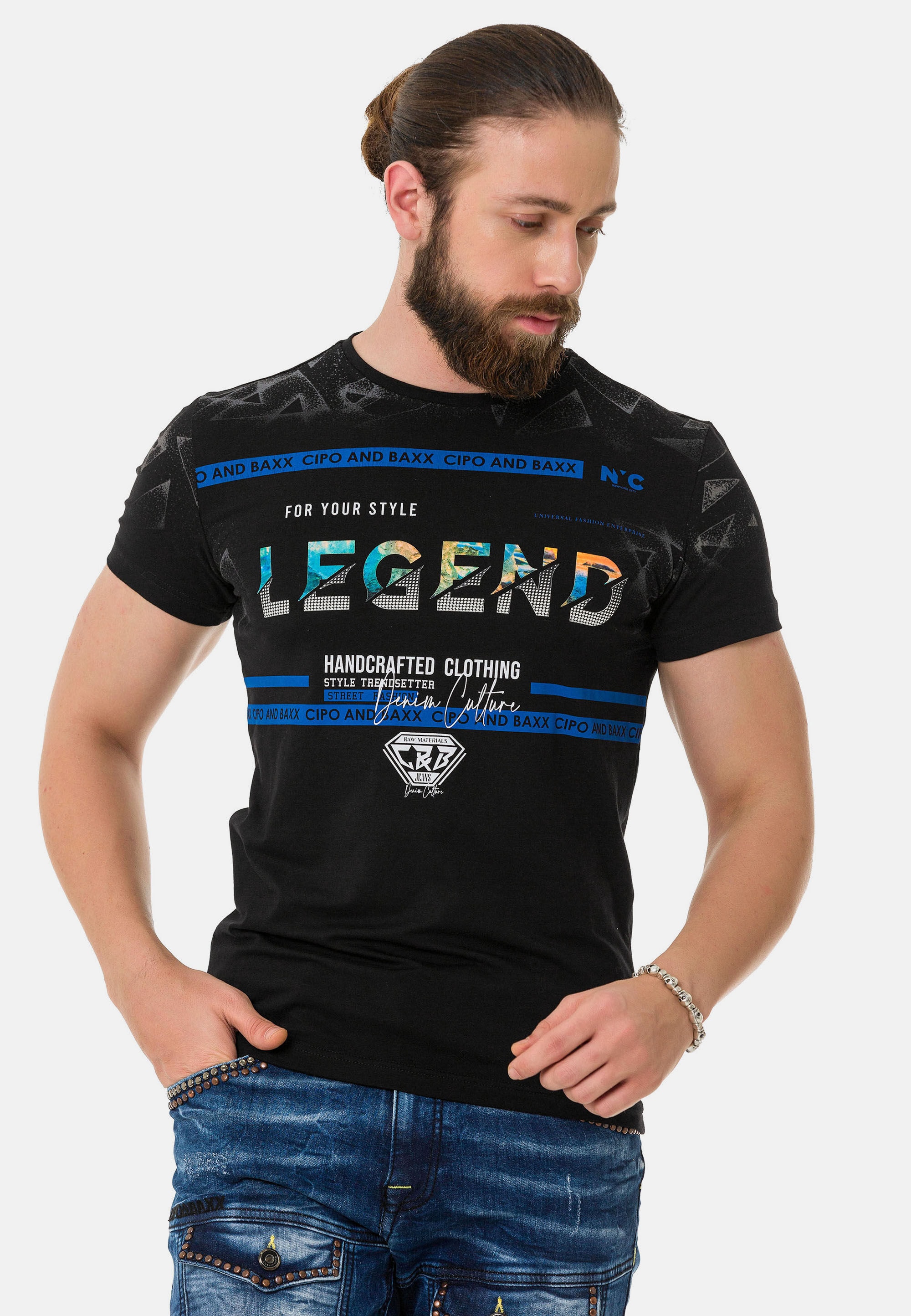 Cipo & Baxx T-Shirt »T-Shirt«, mit Rundhalsausschnitt