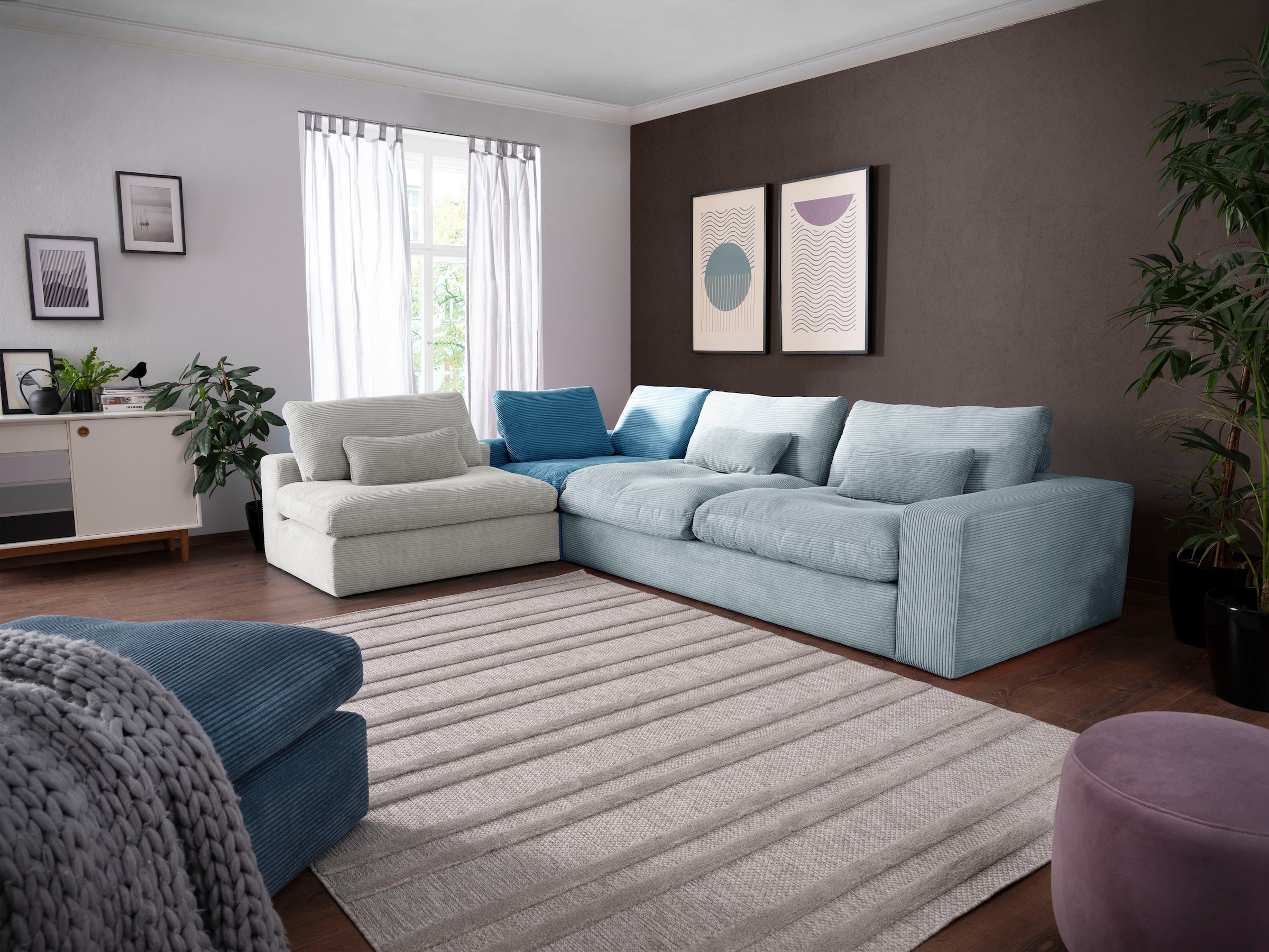 alina Ecksofa »Sandy« mit losen Sitz und Rückenkissen, in modernem Cordstoff