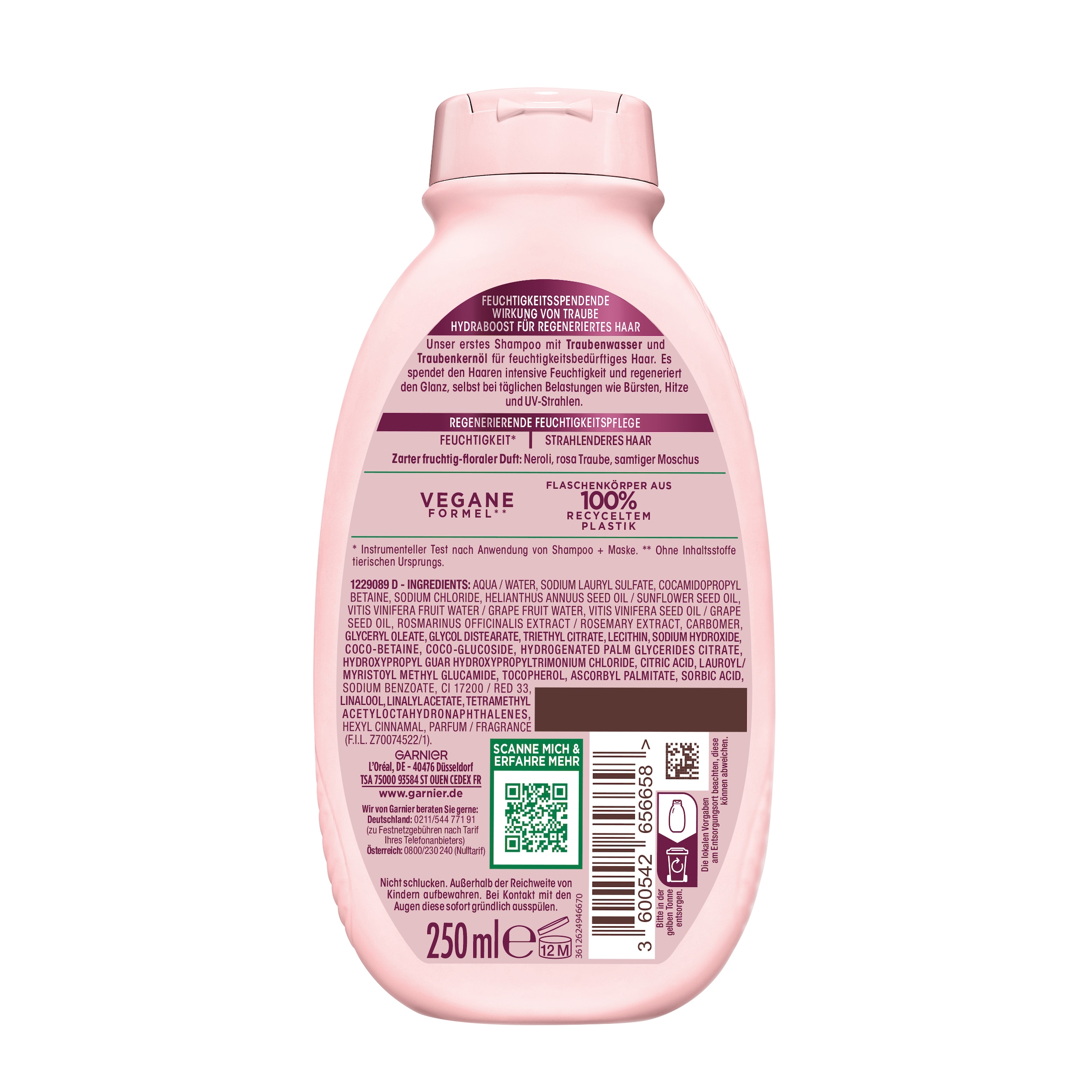 GARNIER Haarshampoo »Garnier Wahre Schätze Traube Hydraboost Shampoo (6er Packung)« für feuchtigkeitsbedürftiges Haar, mit Traubenwasser und Traubenkernöl