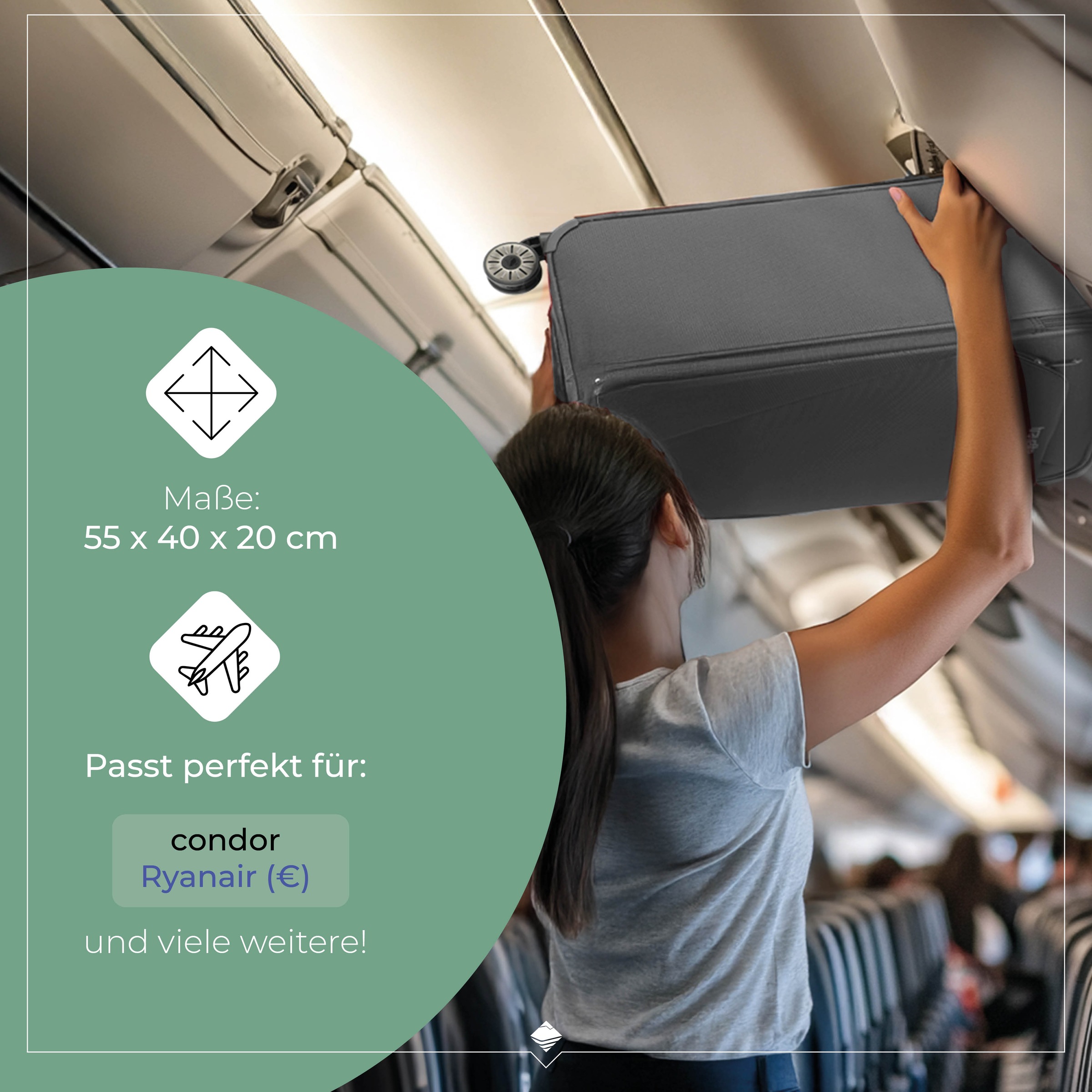 travelite Handgepäck-Trolley »JETPACK Multi Light 2 Cabin, konzipiert für Condor & Ryanair«, 4 Rollen, Weichgepäck-Koffer Handgepäck für die meisten gängigen Airlines