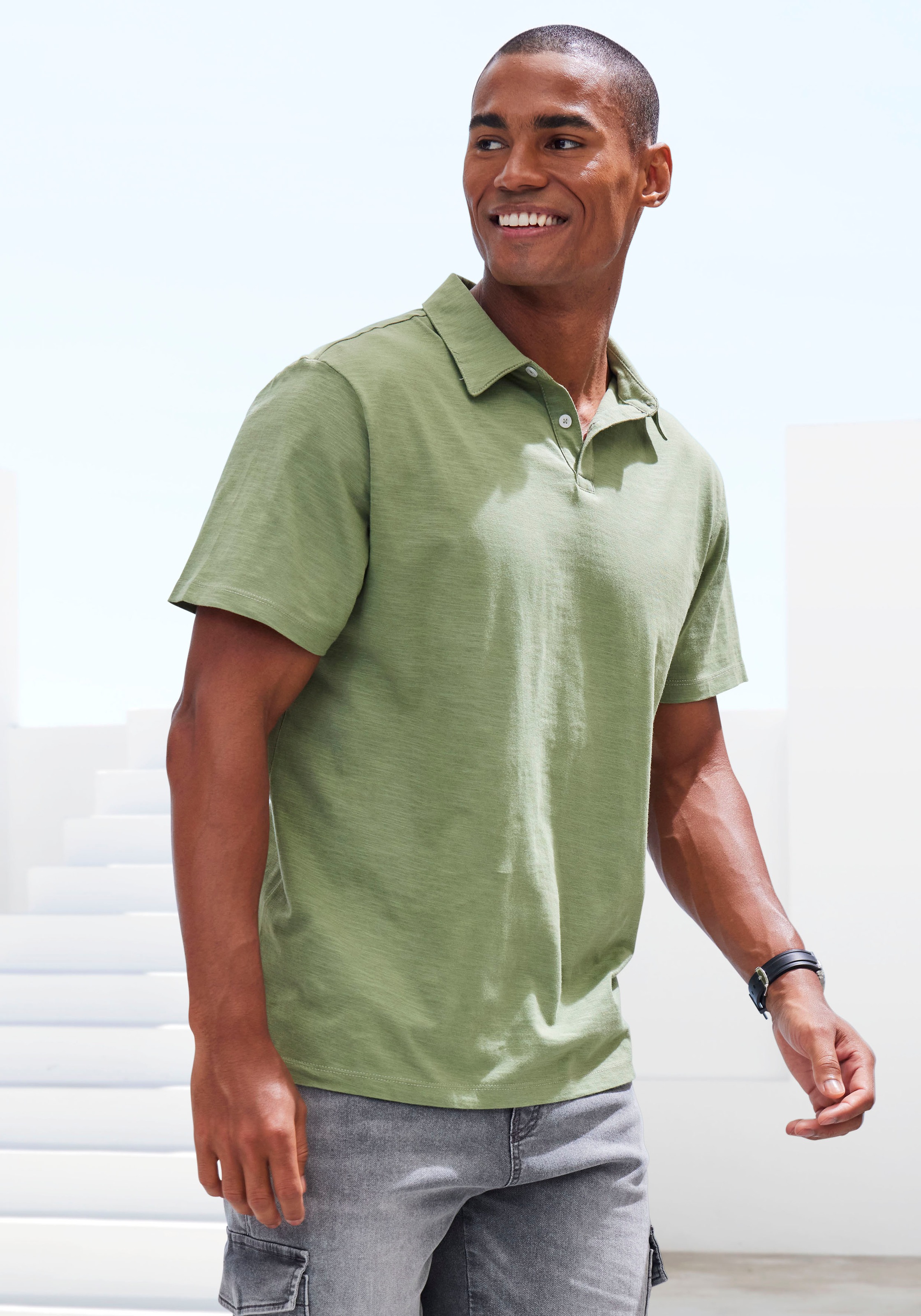 John Devin Poloshirt "mit Slub-Garn Struktur" Packung, 2er-Pack, 2 Stk. aus günstig online kaufen