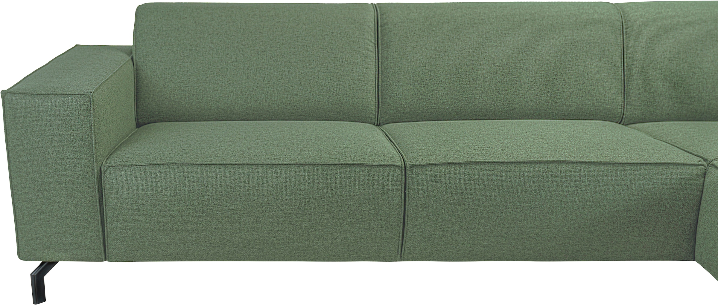 Places of Style Ecksofa »Lorcan, Breite 275 cm, weiches Sitzgefühl«, mit schwarzen Metallfüßen, Lederoptik und in weichem Strukturstoff