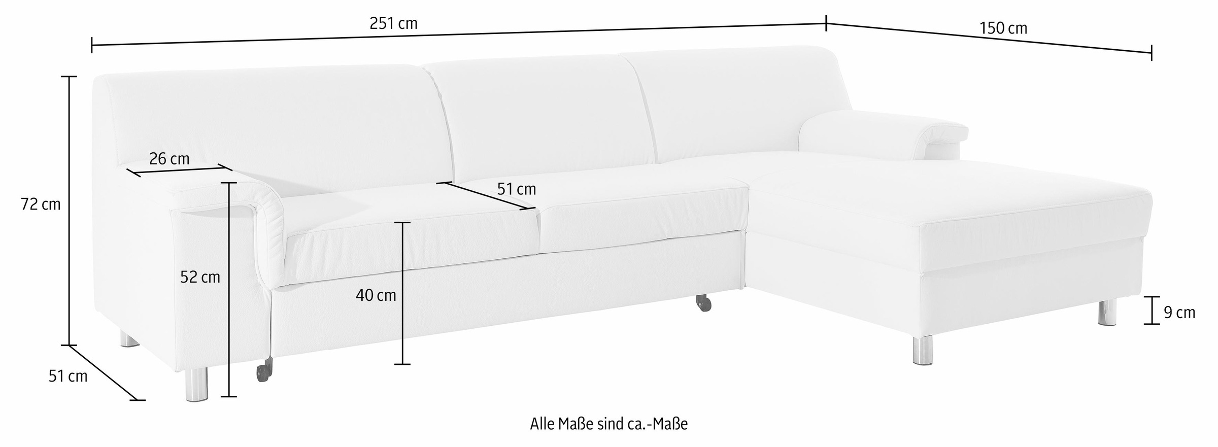 INOSIGN Ecksofa »Jamie, modern und elegant, Fußhöhe 9cm, L-Form,«, wahlweise mit Bettfunktion