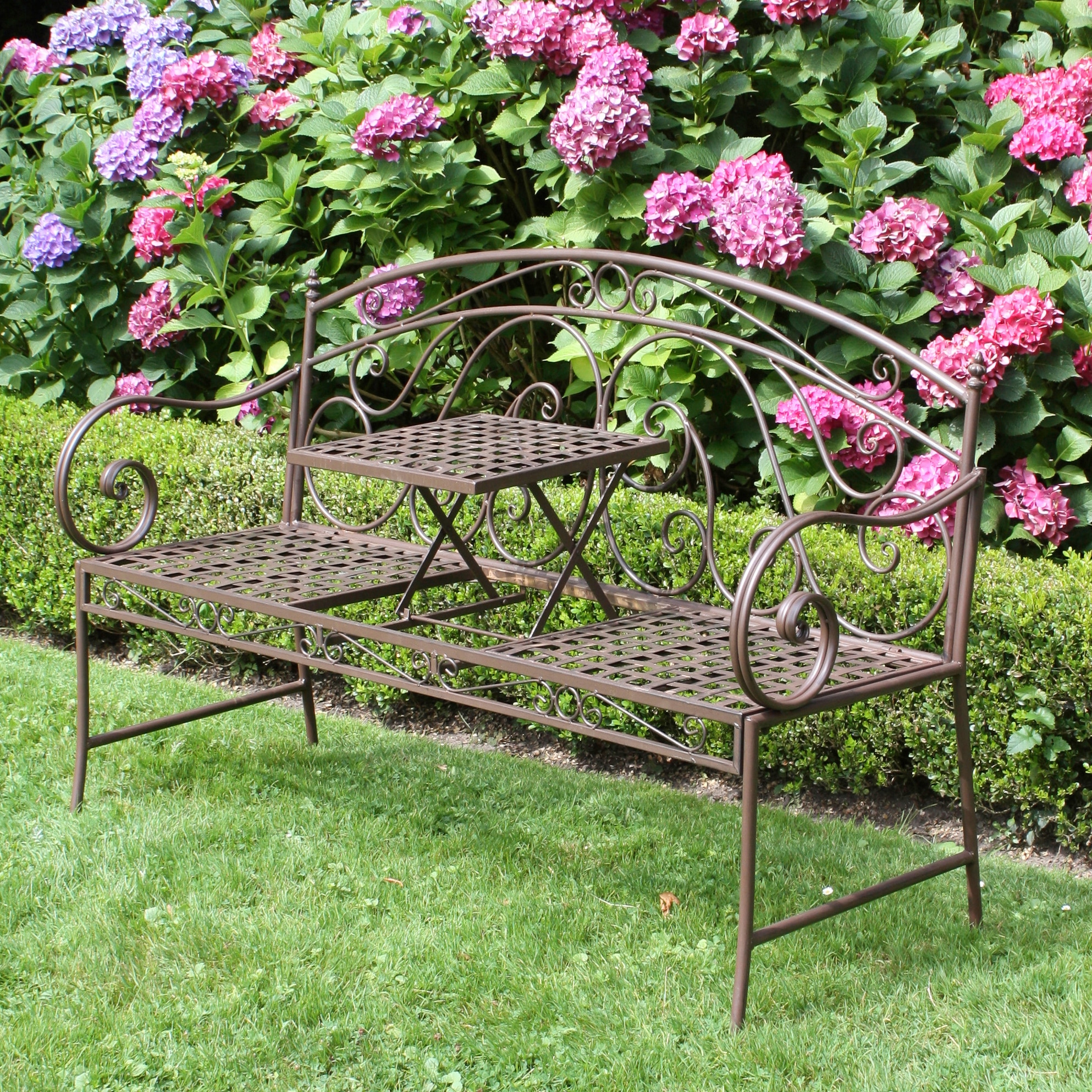 Garden Pleasure Gartenbank "Saket", mit hochklappbarem Tisch, BxTxH: 141x53x96 cm