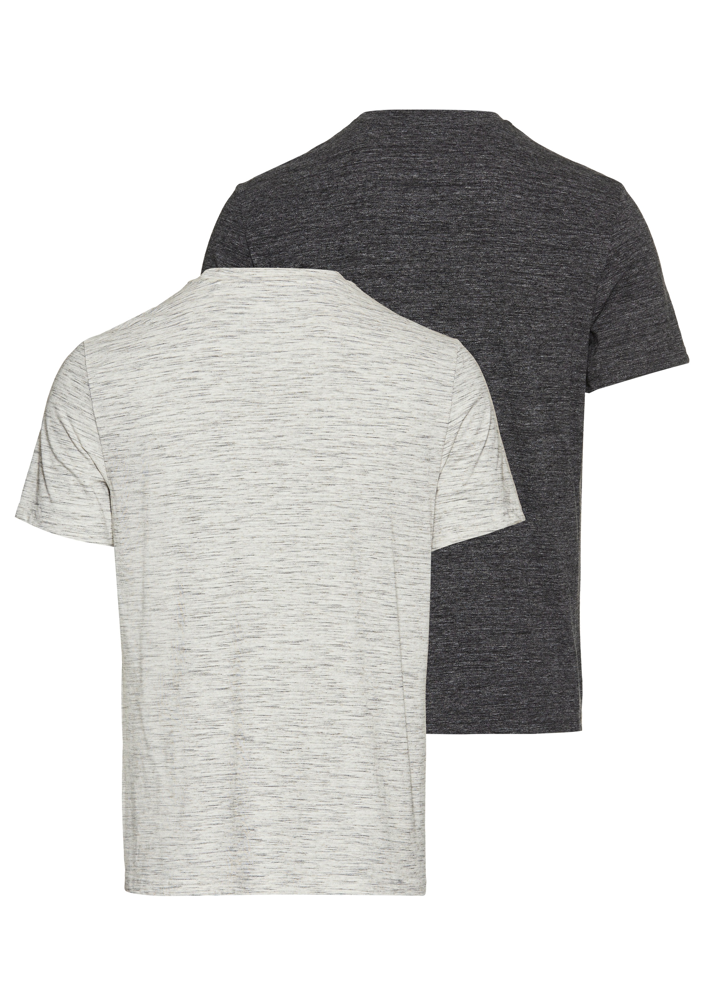 DELMAO T-Shirt, (Packung, 2-er Pack), in hochwertiger Melange-Optik mit dezenter Logo-Stickerei