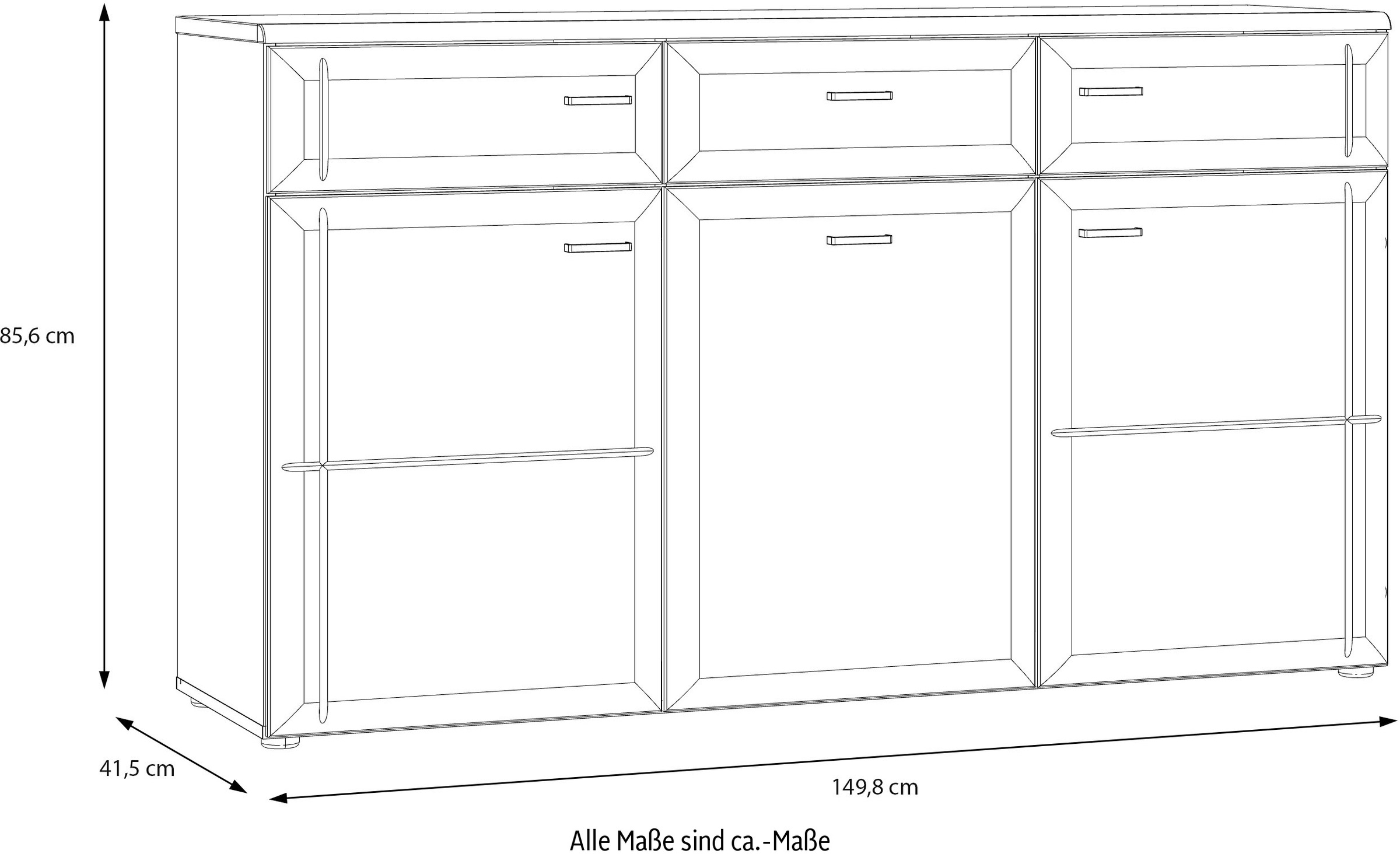FORTE Sideboard »Akinori«, Sideboard, Holzoptik, MDF Front, Metallgriffe, Soft Close, Vollauszug