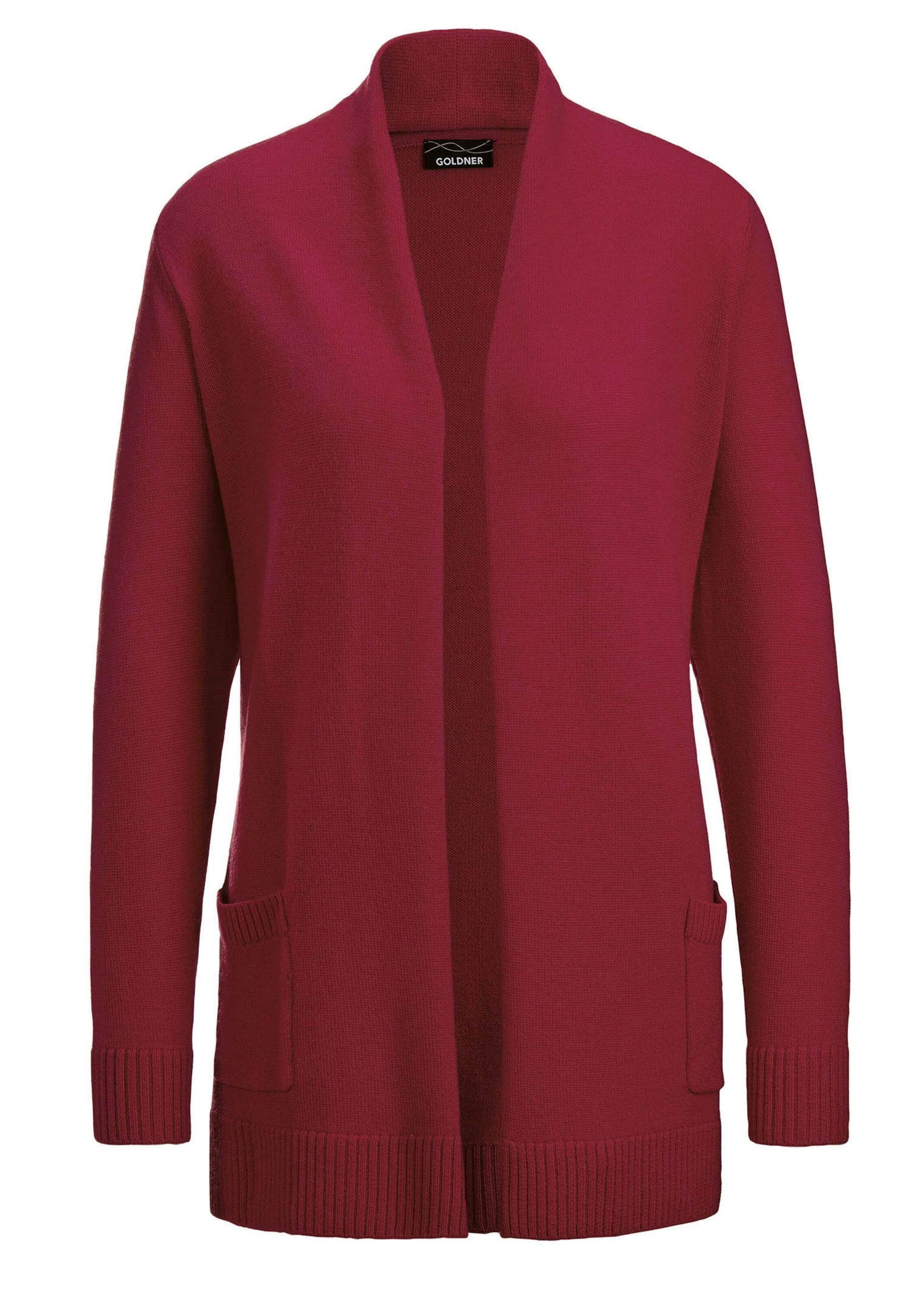 GOLDNER Strickjacke "Kurzgröße Langarm Cardigan aus Merino" Schalkragen