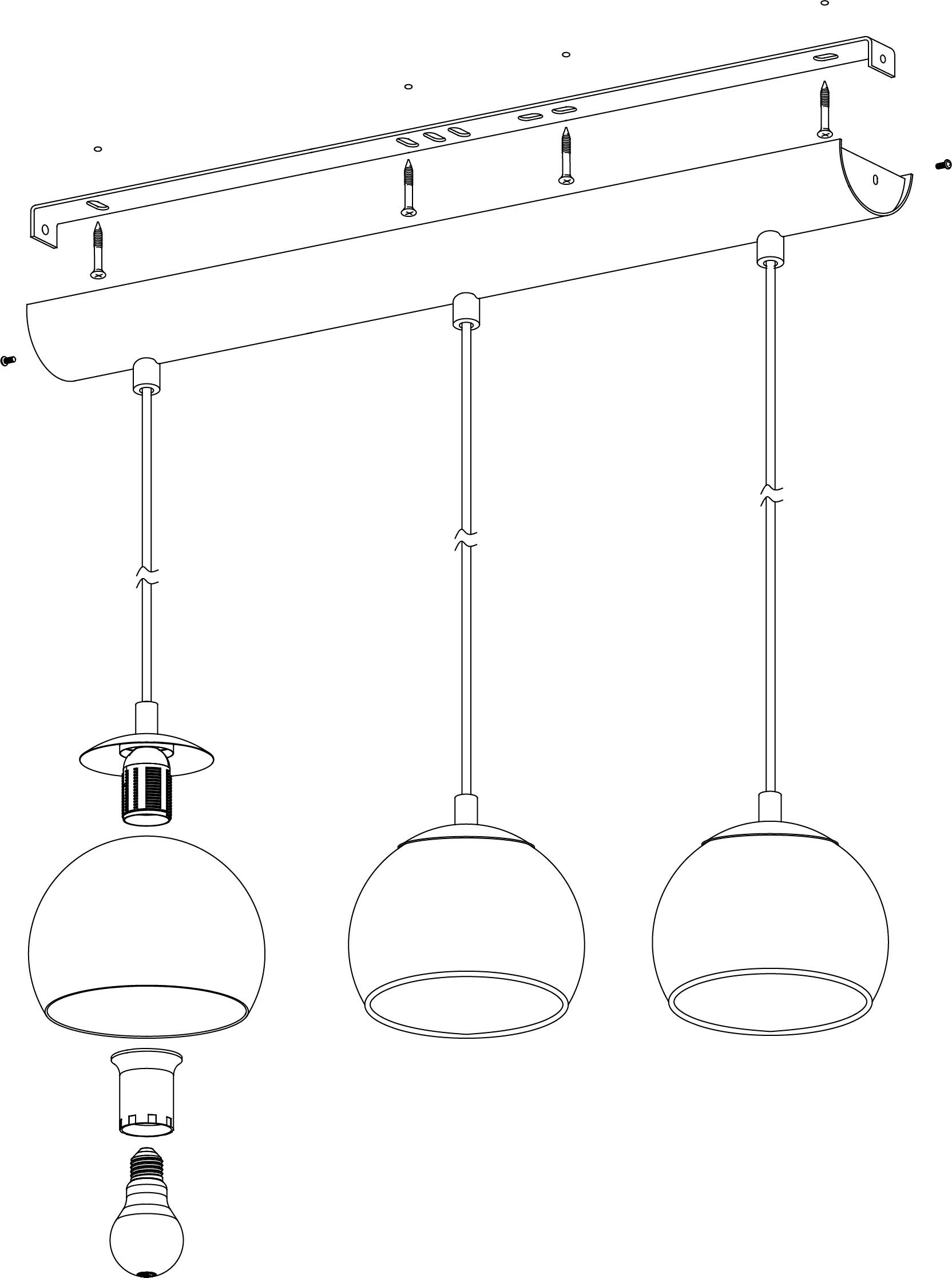 EGLO Pendelleuchte »ALBARACCIN«, 3 flammig, Leuchtmittel E27 | ohne Leuchtmittel, schwarz / L78 x H110 x B19 cm / Pendellampe / Esstisch / Wohnzimmer