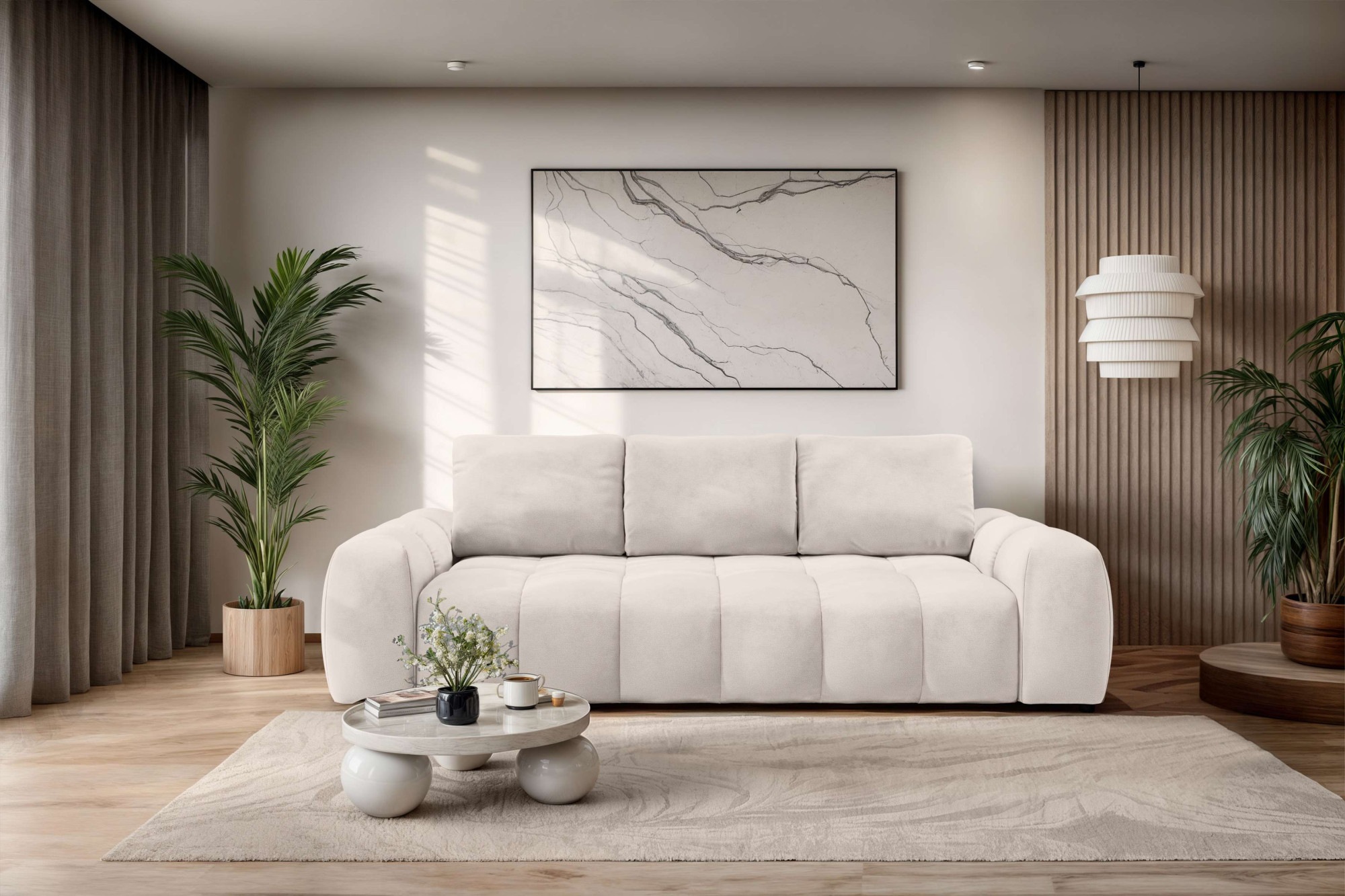 3-Sitzer OTTO HOME, B:253cm H:87,5cm T:113cmbeige, 100% Polyester, Sofas, "AZITA optionale Schlafsofa mit Bettkasten, Breite 253cm", Sofa mit