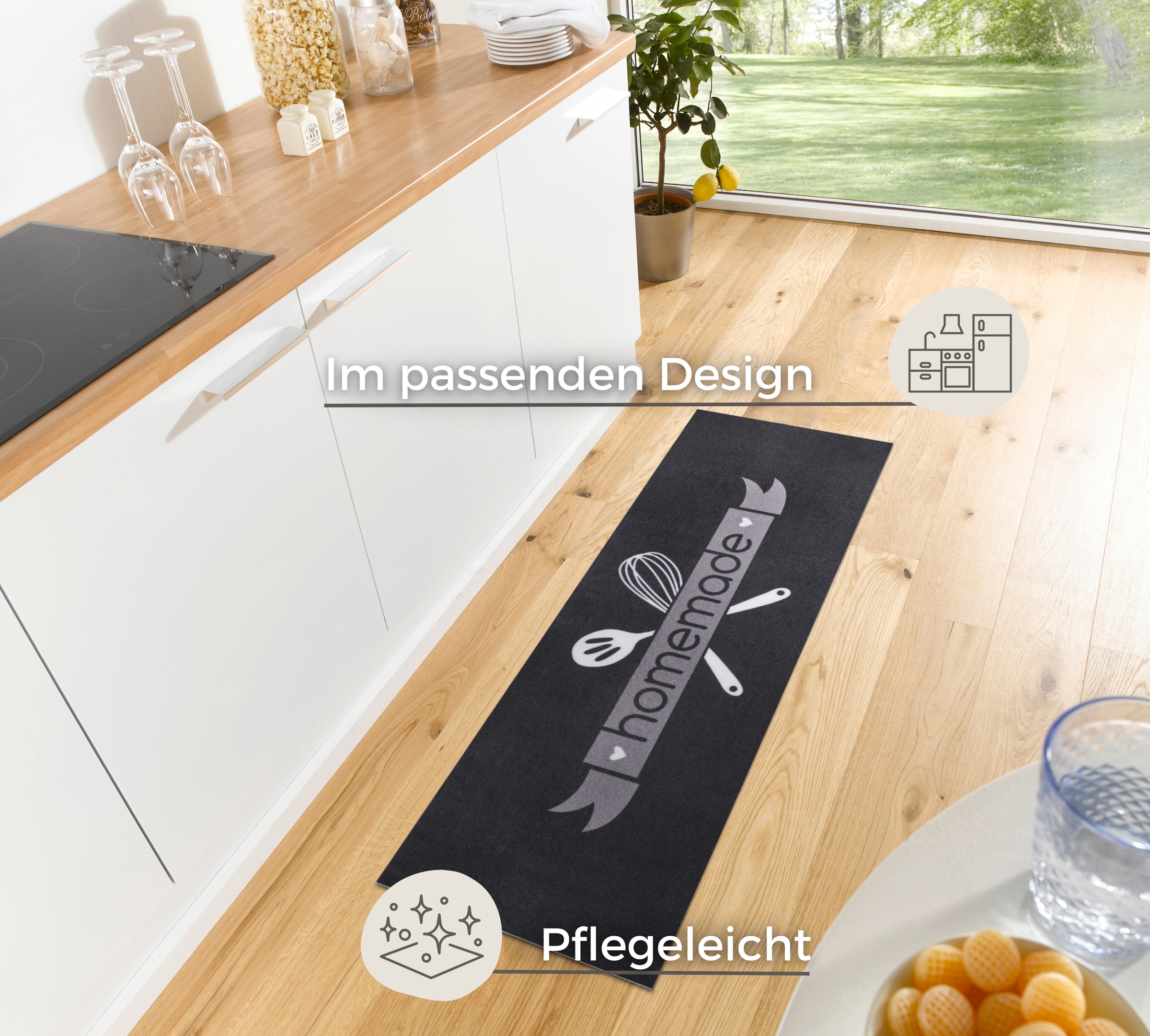 Thumbnail - HANSE Home Küchenläufer "Homemade Kitchen", rechteckig, 3 mm Höhe, Läufer, Rutschfest, Küchenteppich, Küche, Teppich, Pf...