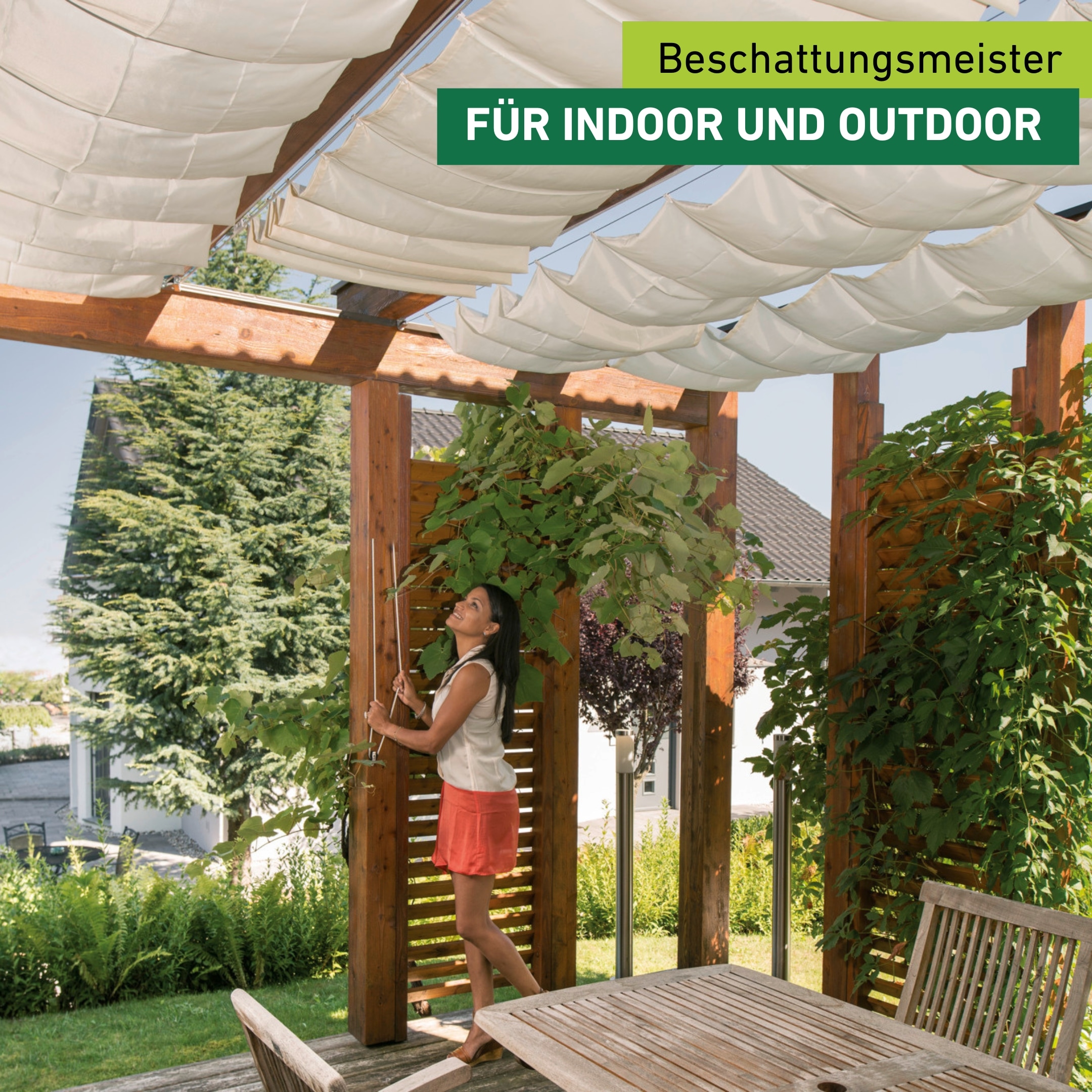 Windhager Sonnensegel für Seilspannmarkise, inklusive Laufhaken, 2,7x1,4 m