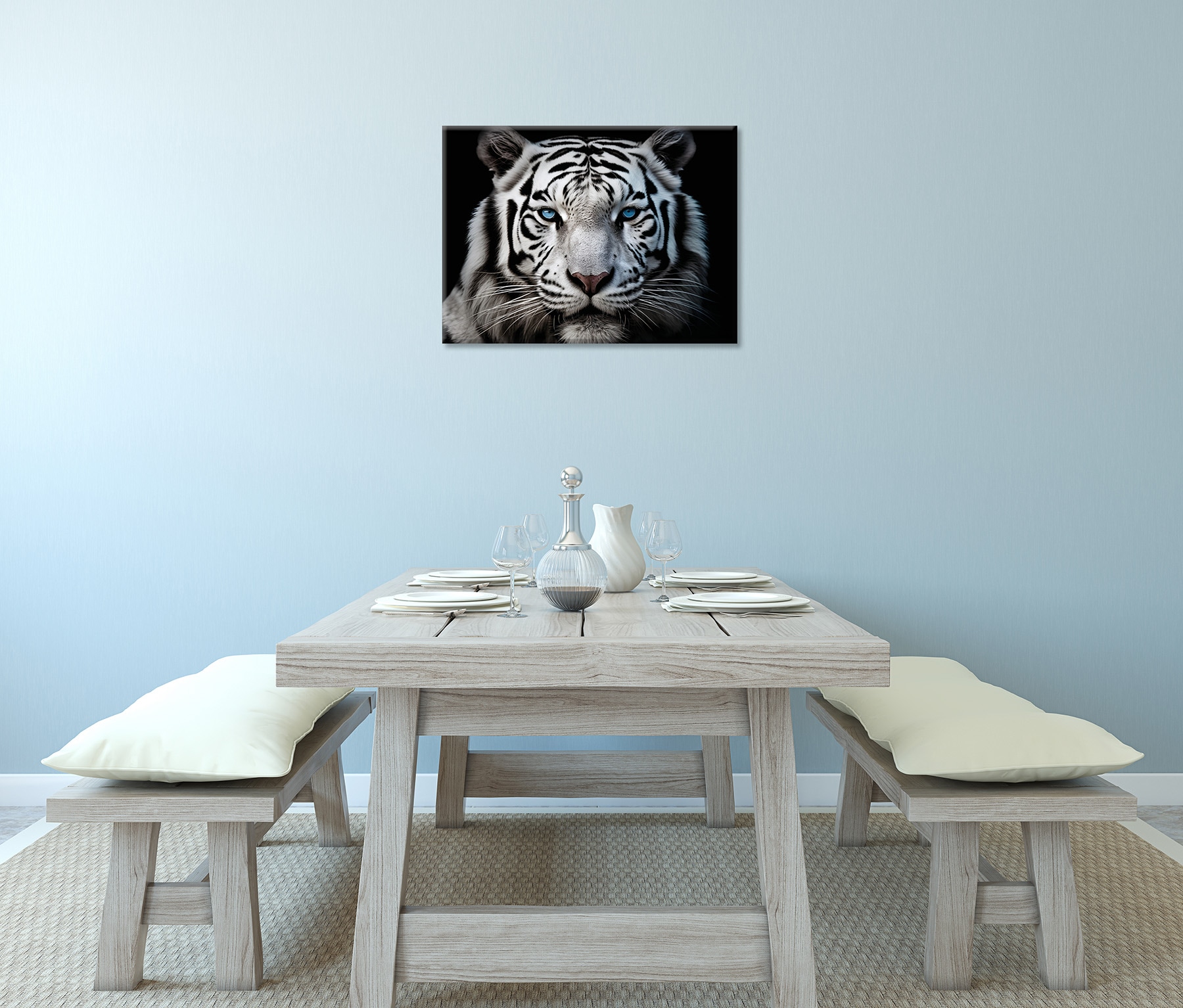 Bönninghoff Leinwandbild »Wandbild WEISSER TIGER 46x61 cm – Leinwandbild Keilrahmen Deko modern« Raubkatzen | Tiere | Tiger | Wildtiere 1 Stk. tlg. auf Keilrahmen gespannt