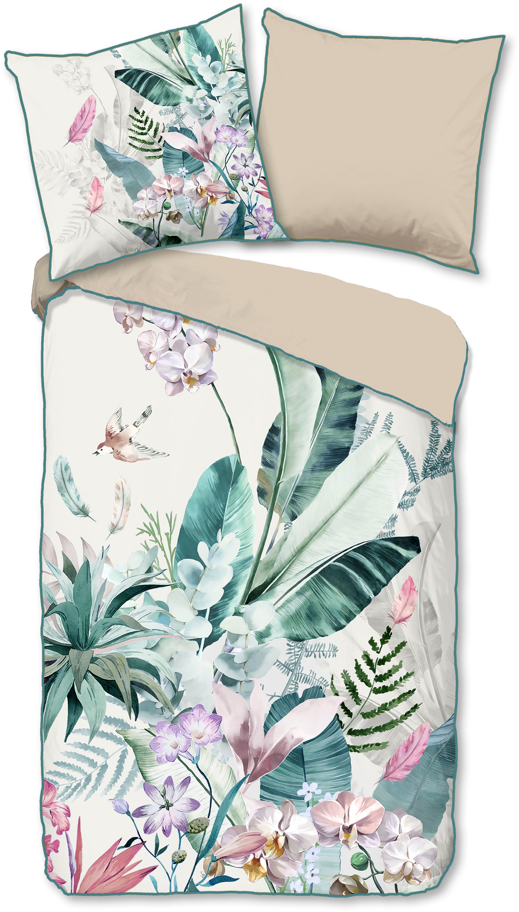 good morning Wendebettwäsche »Novaa« 2 100% Baumwolle, Renforcé, Reißverschluss, Wendeoptik, Blätter