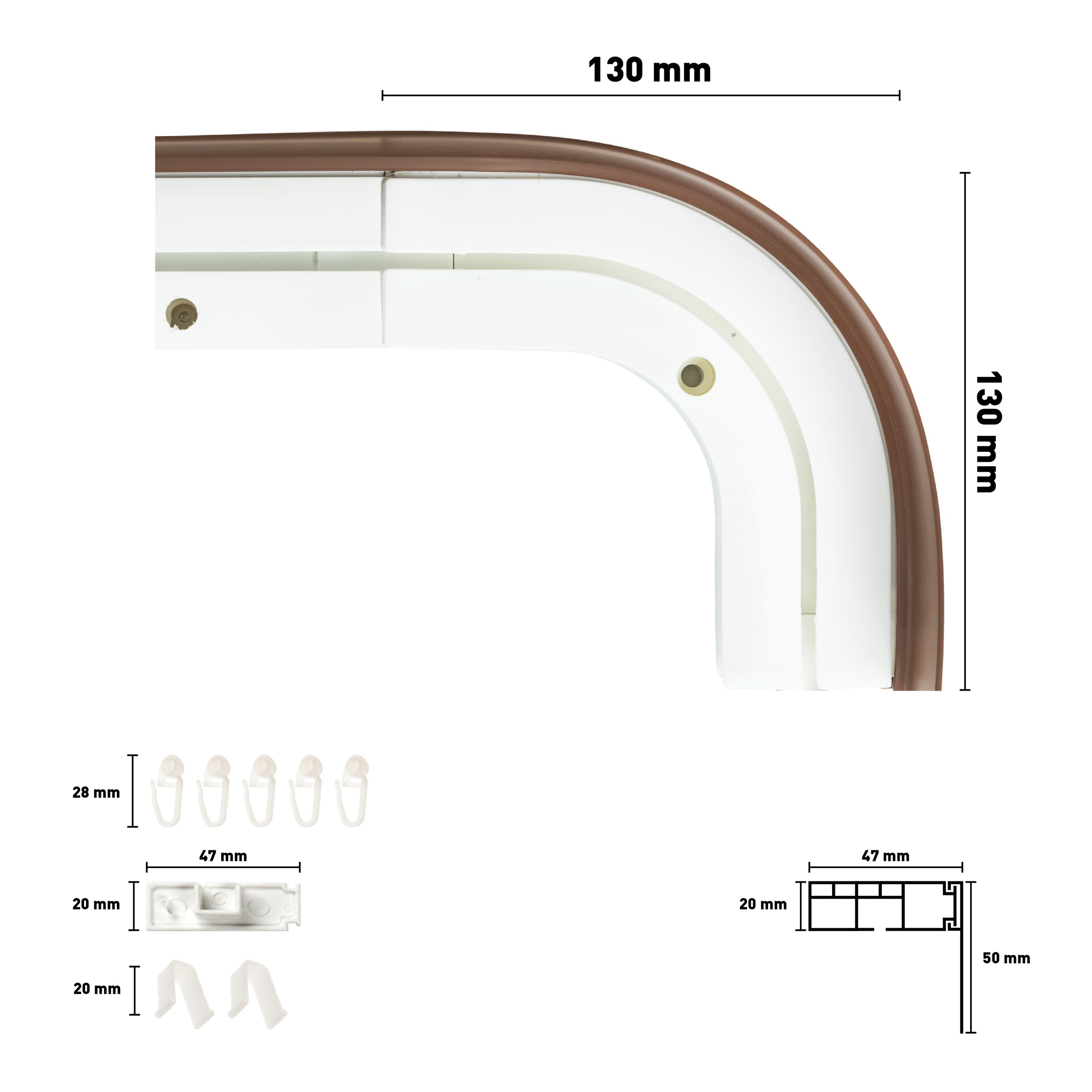 SN DECO GROUP Gardinenschiene »SH1«, 1 läufig-läufig, Fixmaß, mit Blende 5 cm