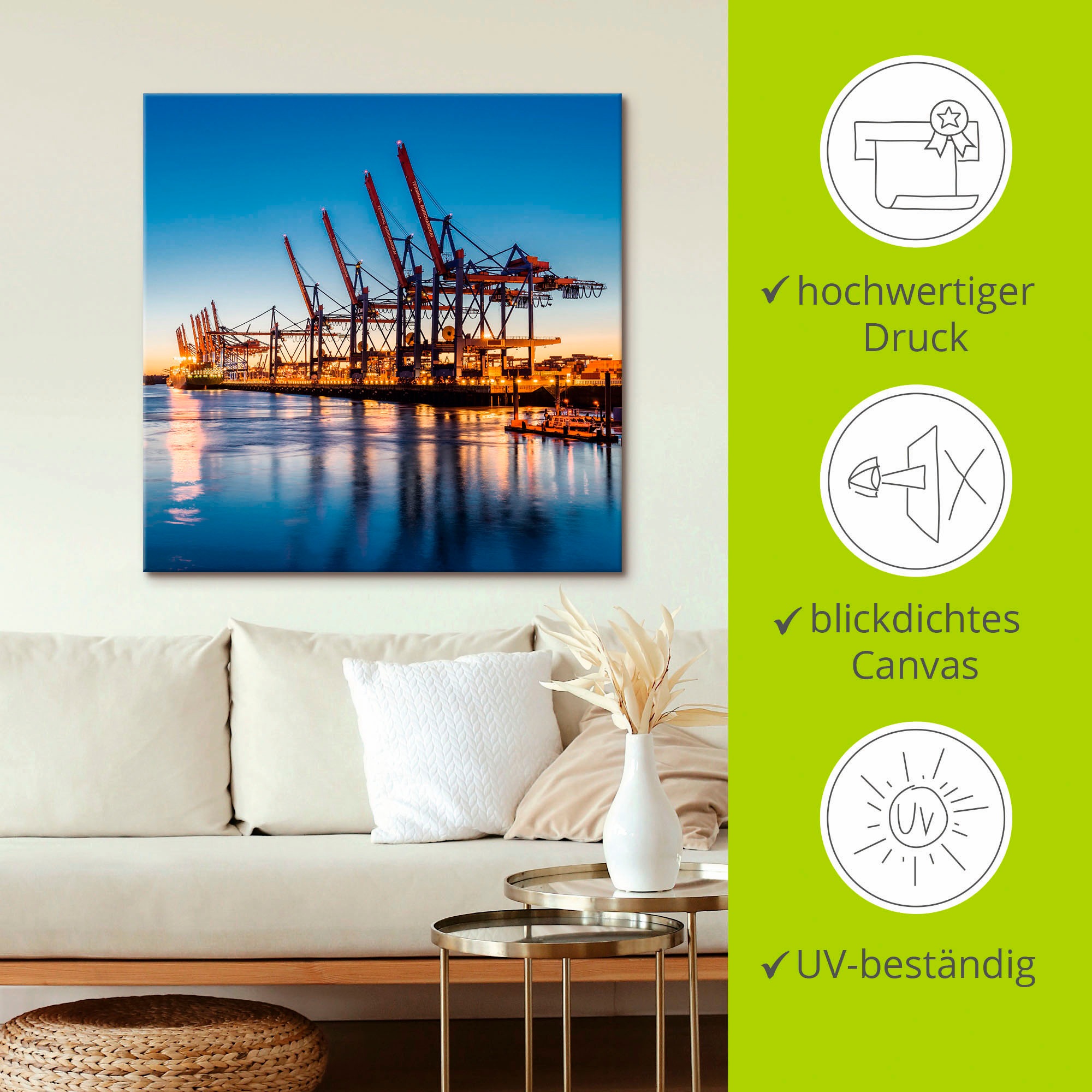 Artland Leinwandbild »Hamburg Container Terminals«, Deutschland, (1 St.), auf Keilrahmen gespannt