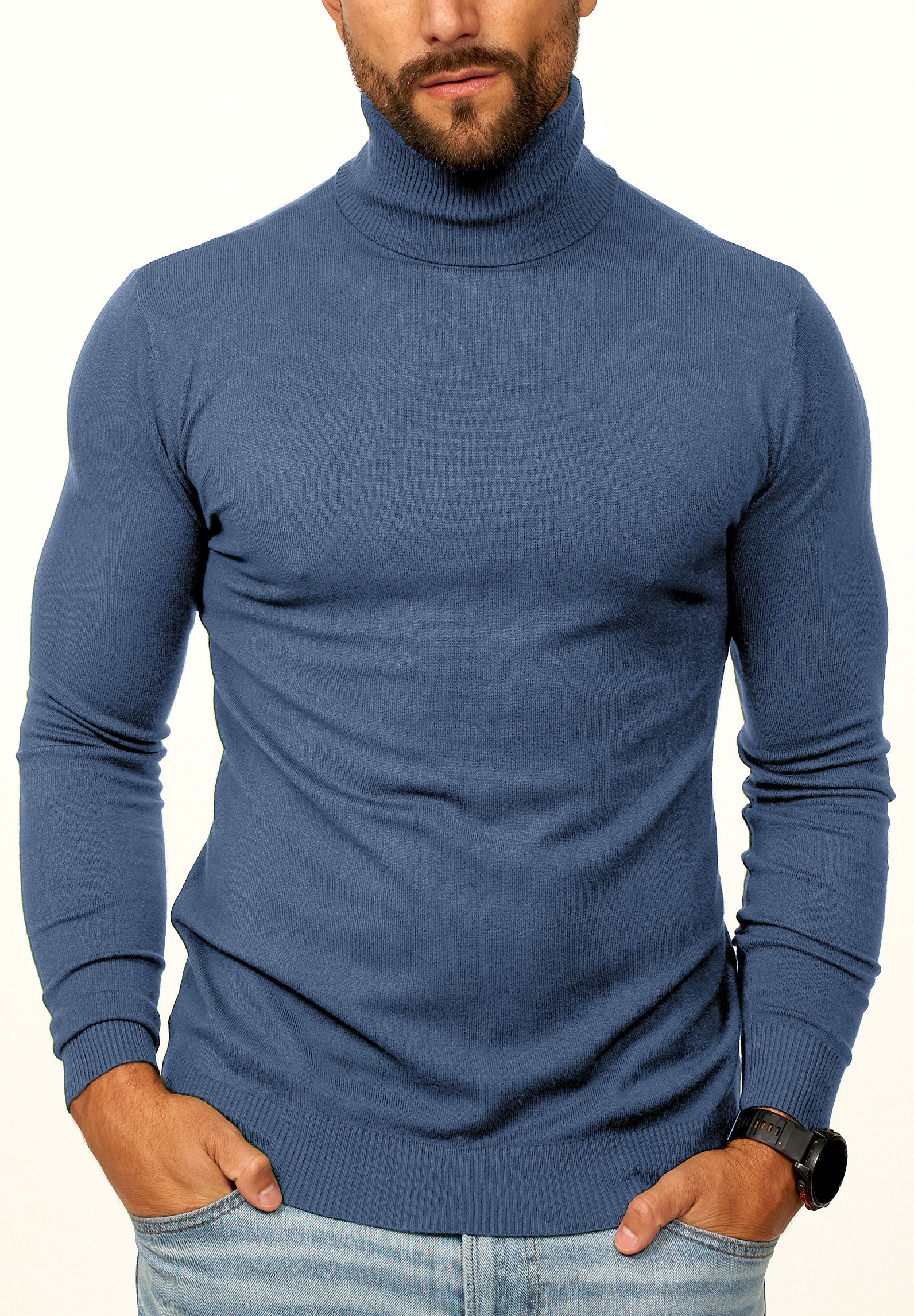 Daily Cotton Rollkragenpullover »als Feinstrick Pulli in Slim Fit für Herren« Männer Winterpullover - Casual & Business Look Rolli
