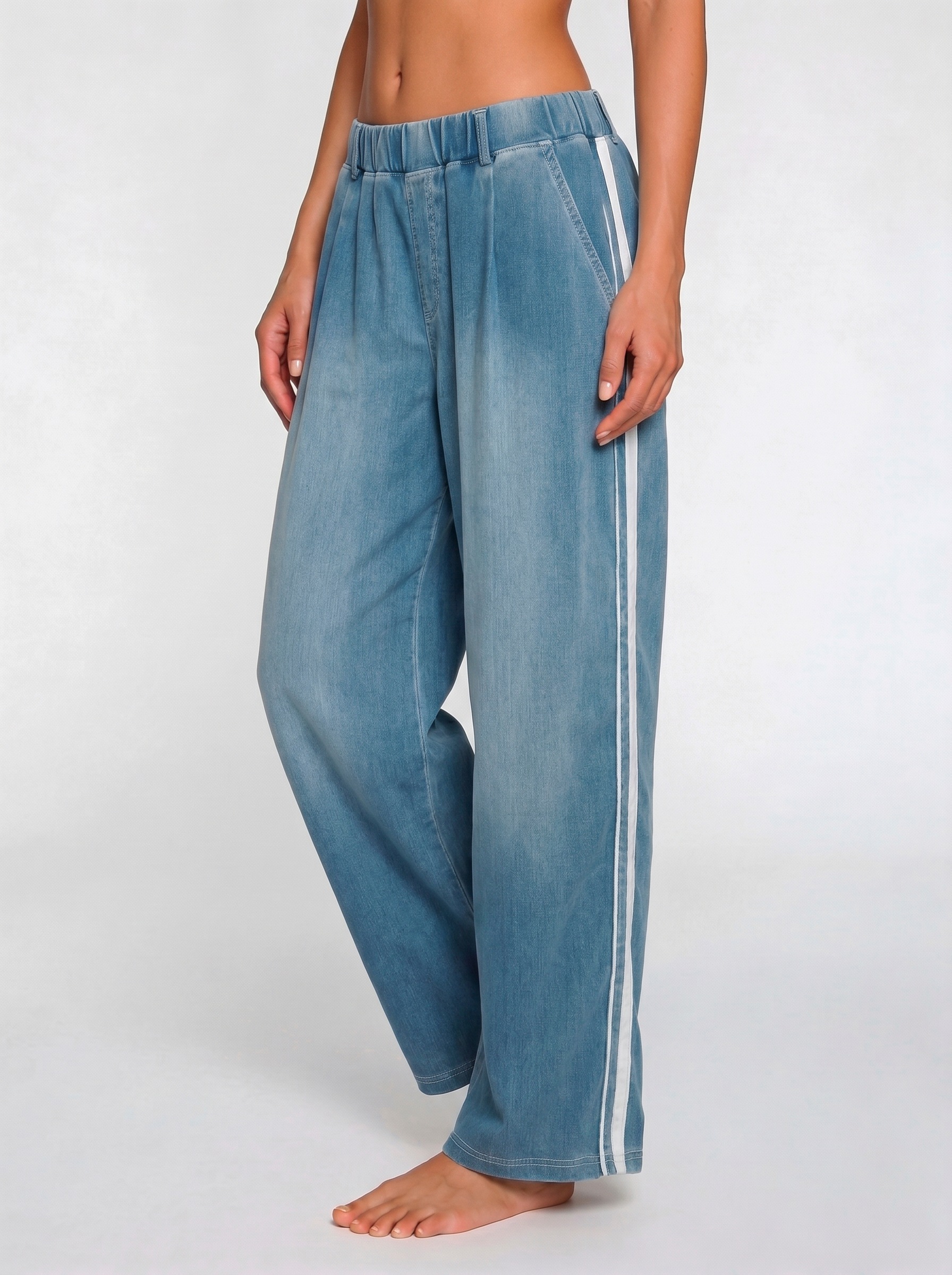 H.I.S Schlupfhose "Baggy-Denim Style, mit Waschung, ohne Verschluss, mit Taschen" Denim der sich uneingeschränkt bequem anfühlt