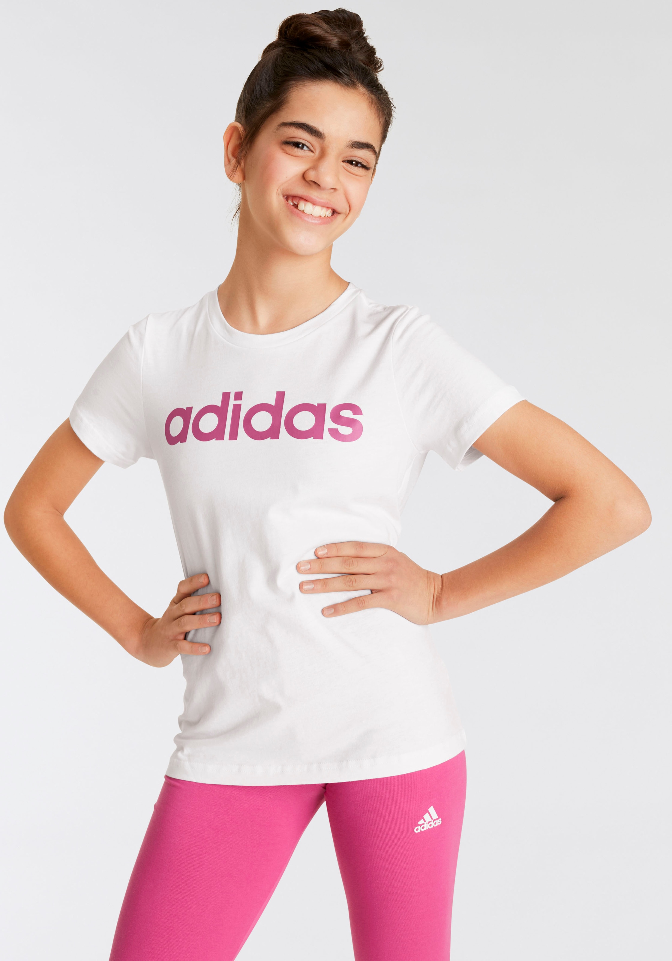 adidas Sportswear T-Shirt auf LOGO online bestellen »ESSENTIALS Rechnung FIT« SLIM COTTON BAUR LINEAR 