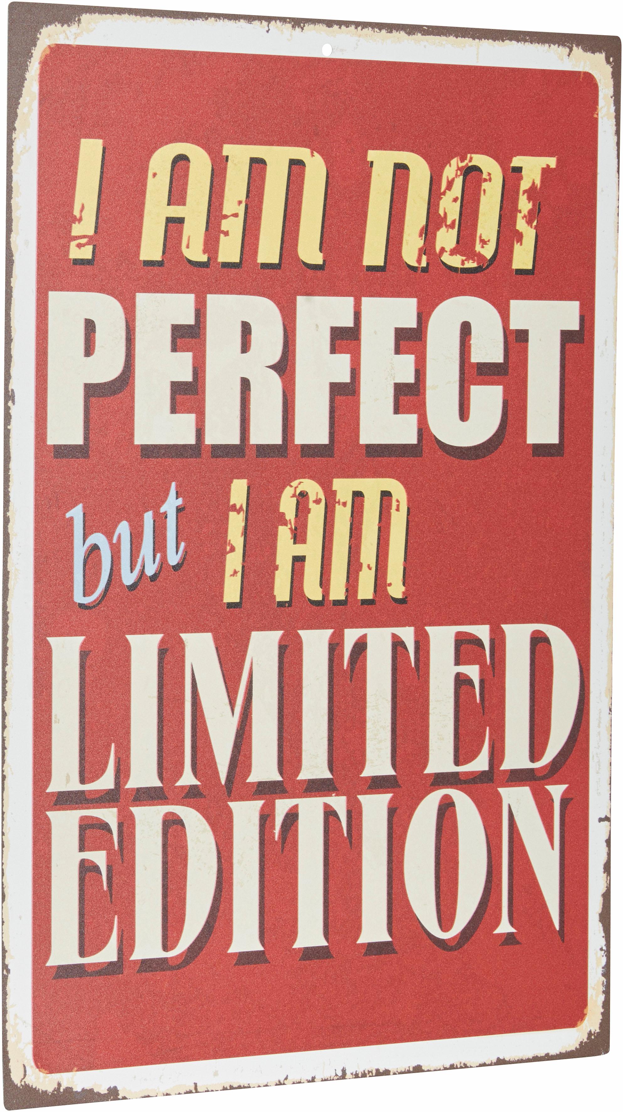 Home affaire Metallbild "I am not perfect …" Schriftzug Schriftzüge Spruch, Stahlschild, Blechschild, Not perfect