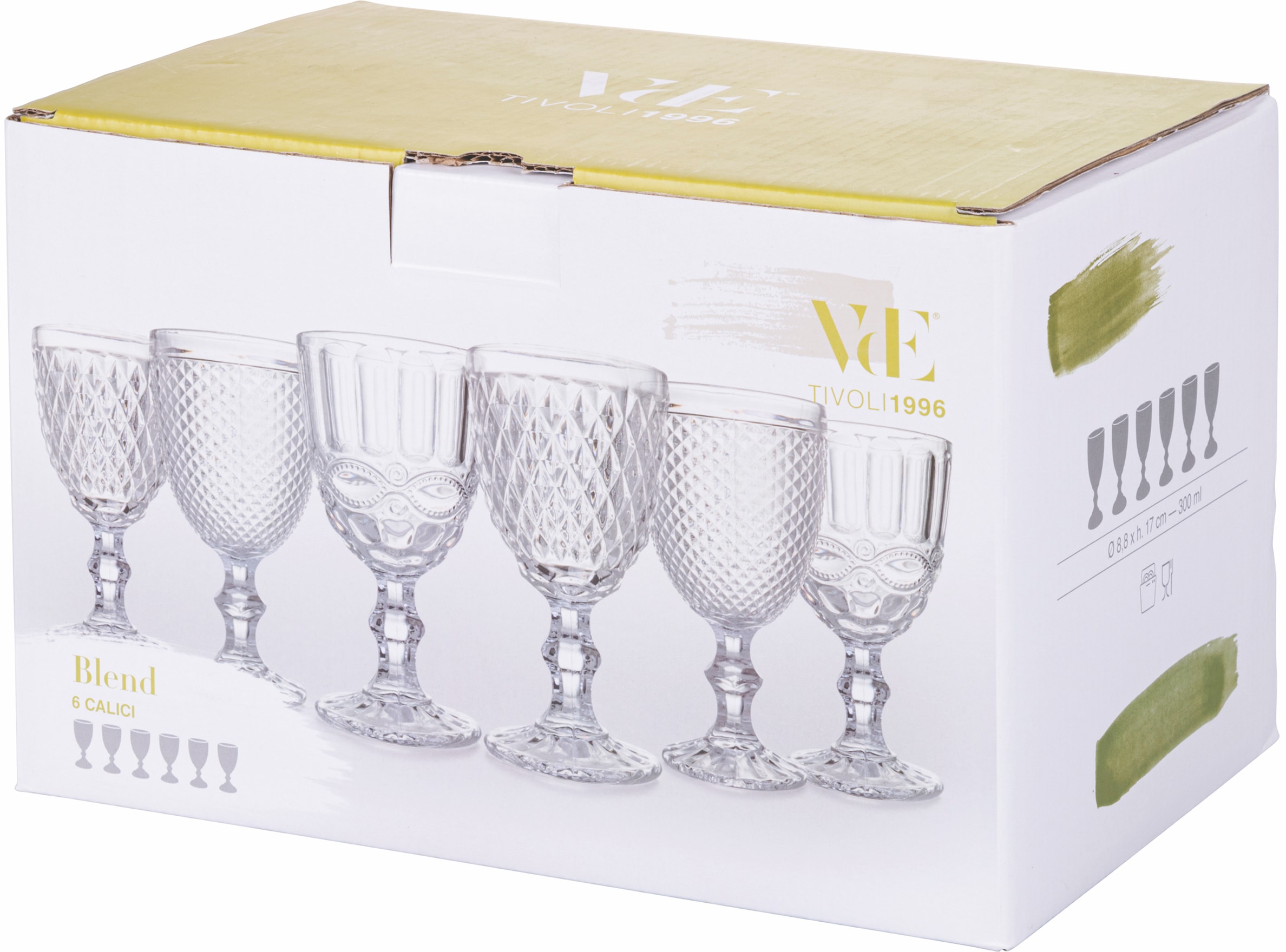 Villa d'Este Weinglas »Blend Transparent«, (Set, 6 tlg.), Gläser-Set, 6-teilig, Inhalt 300 ml