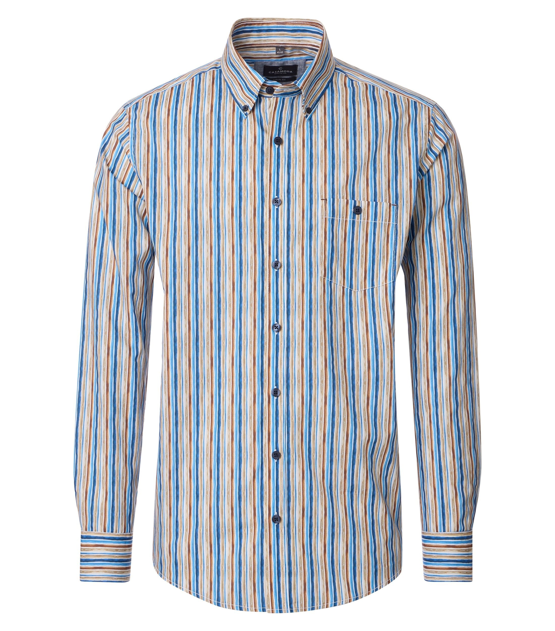 CASAMODA Herren Langarmhemd "CASAMODA Freizeithemd Print"beige, Gr. 4XL, bedruckt, 100% Baumwolle, Hemden