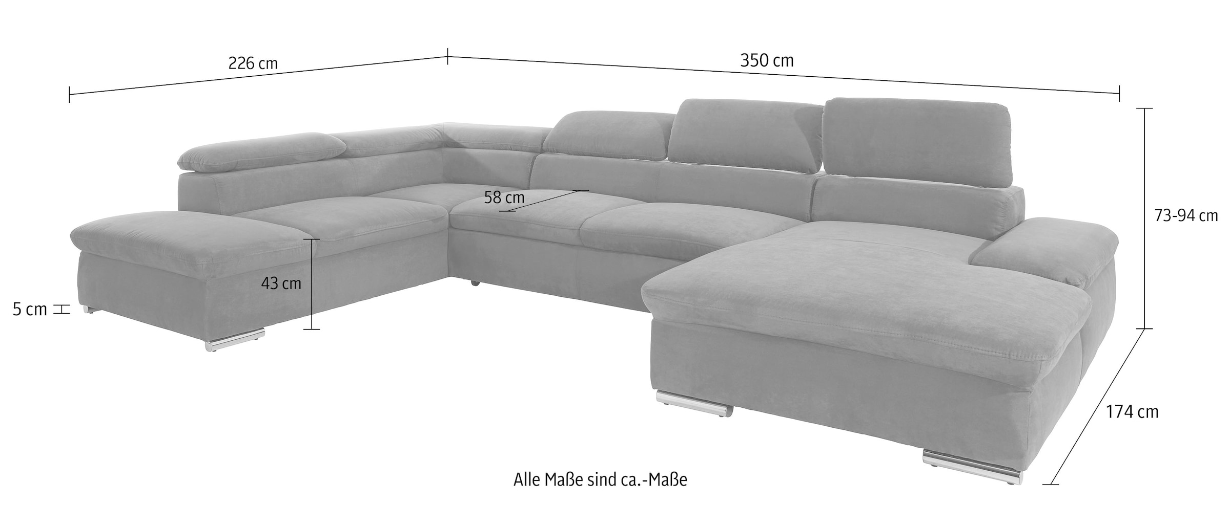 sit&more Wohnlandschaft »Alcatraz U-Form«, wahlweise mit Bettfunktion