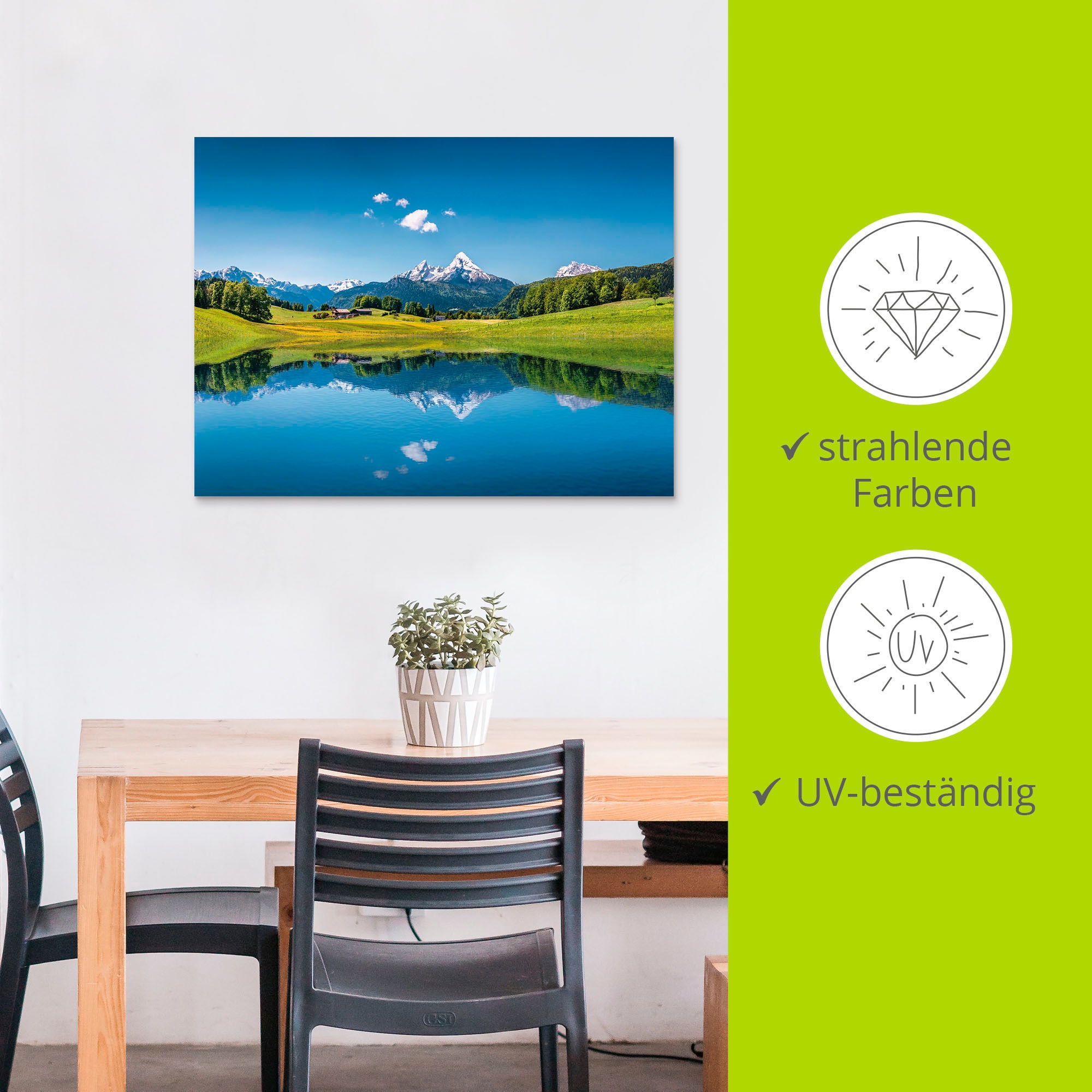 Artland Wandbild »Landschaft in den Alpen«, Berge, (1 St.), als Alubild, Outdoorbild, Leinwandbild, Poster in verschied. Größen