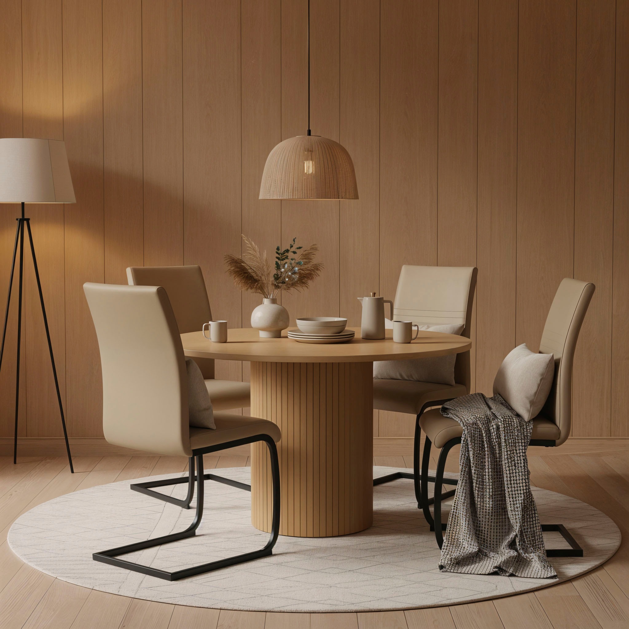 Home affaire Esstisch Sockel mit Lamellendesign günstig online kaufen