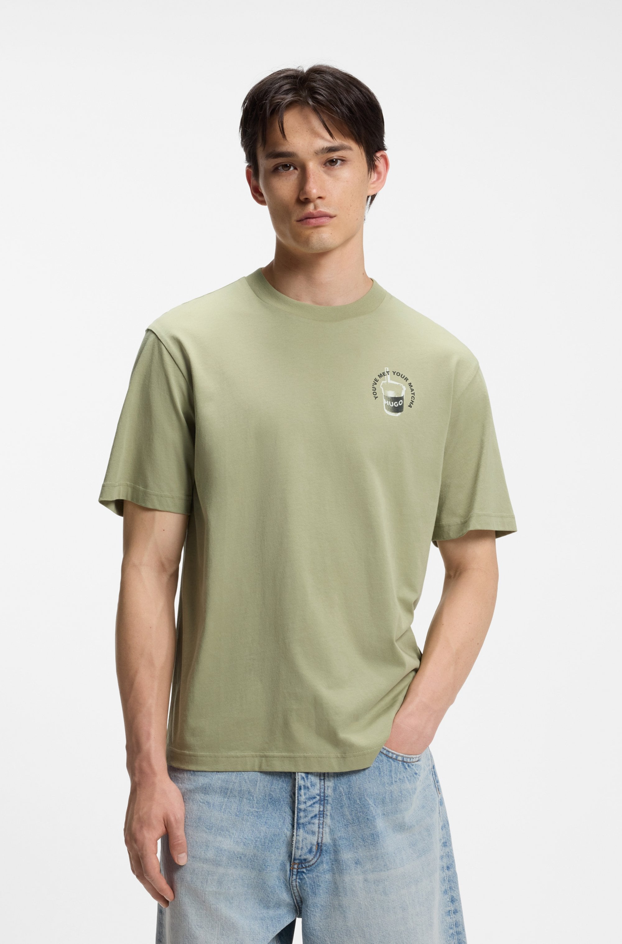 HUGO T-Shirt "Nurobos" Rundhalsausschnitt, Regular Fit, Rückendruck