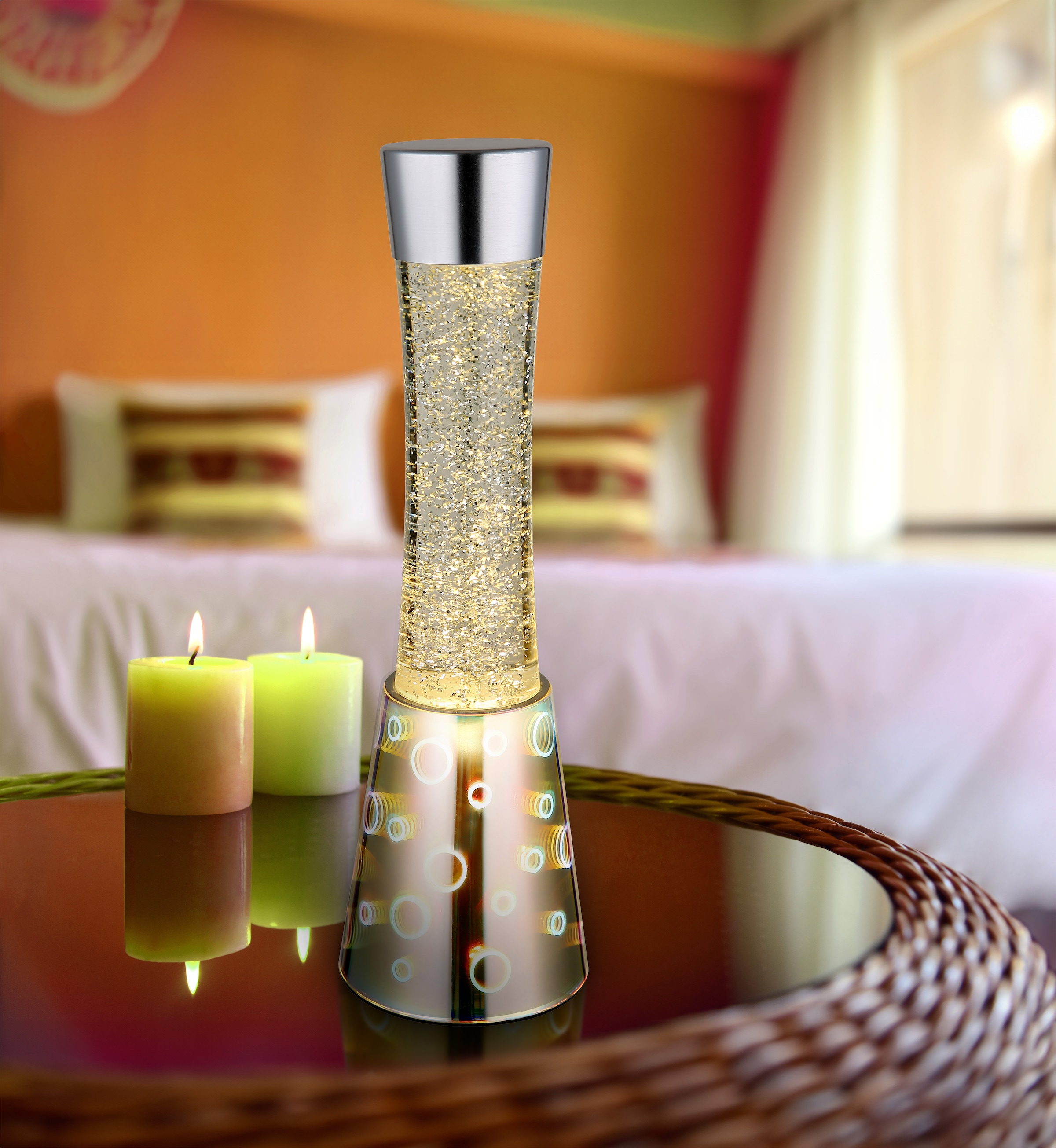 GLOBO LIGHTING Tischleuchte »SPARKLE« LED-Modul 1 Stk. Warmweiß Tischlampe Glitterleuchte Deko-Tischleuchte Schlafzimmer