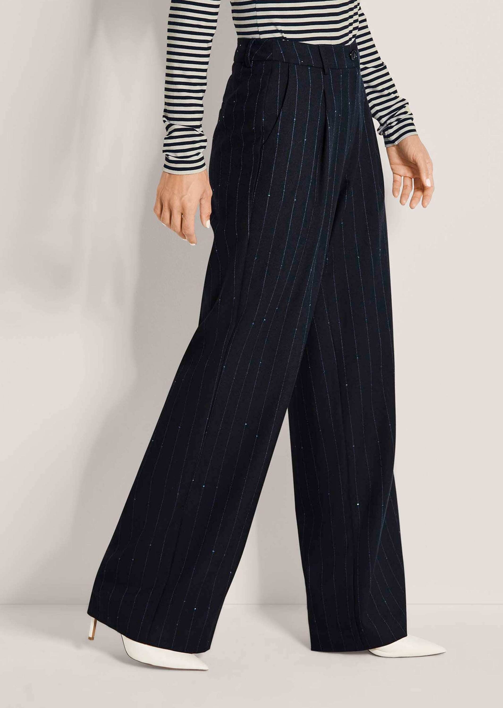 MADELEINE Bundfaltenhose »Hose Nadelstreifenhose mit Pailletten«