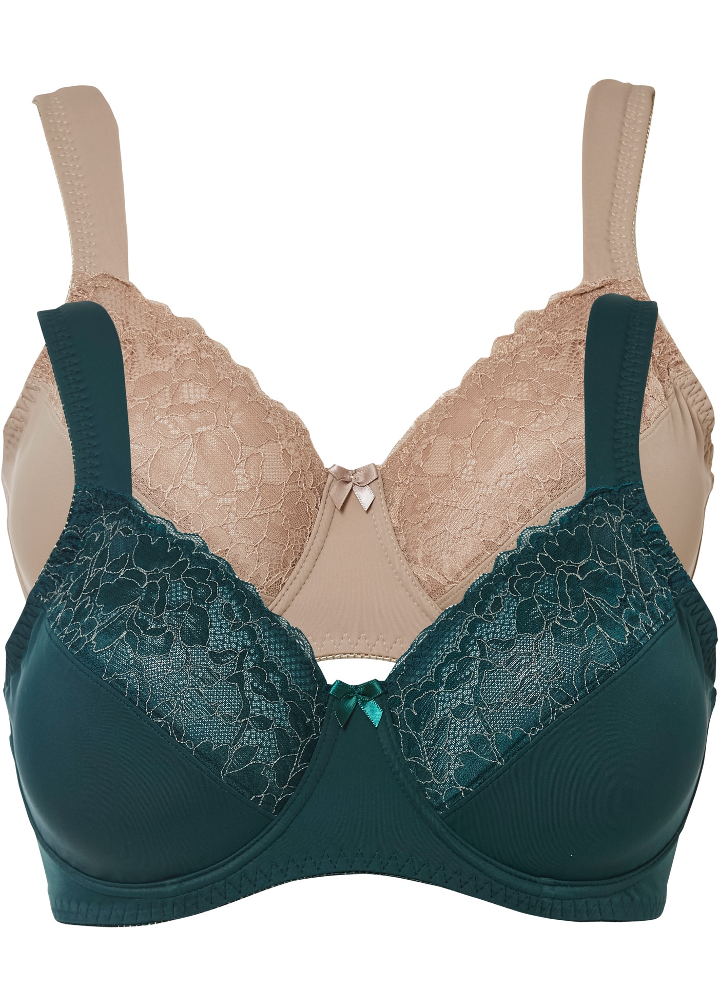 bonprix Minimizer-BH "Minimizer-BH mit gepolsterten Trägern (2er Pack)" Packung, 2 Stk. mit gepolsterten Trägern, Minimizer-Passform, mit edler Spitze
