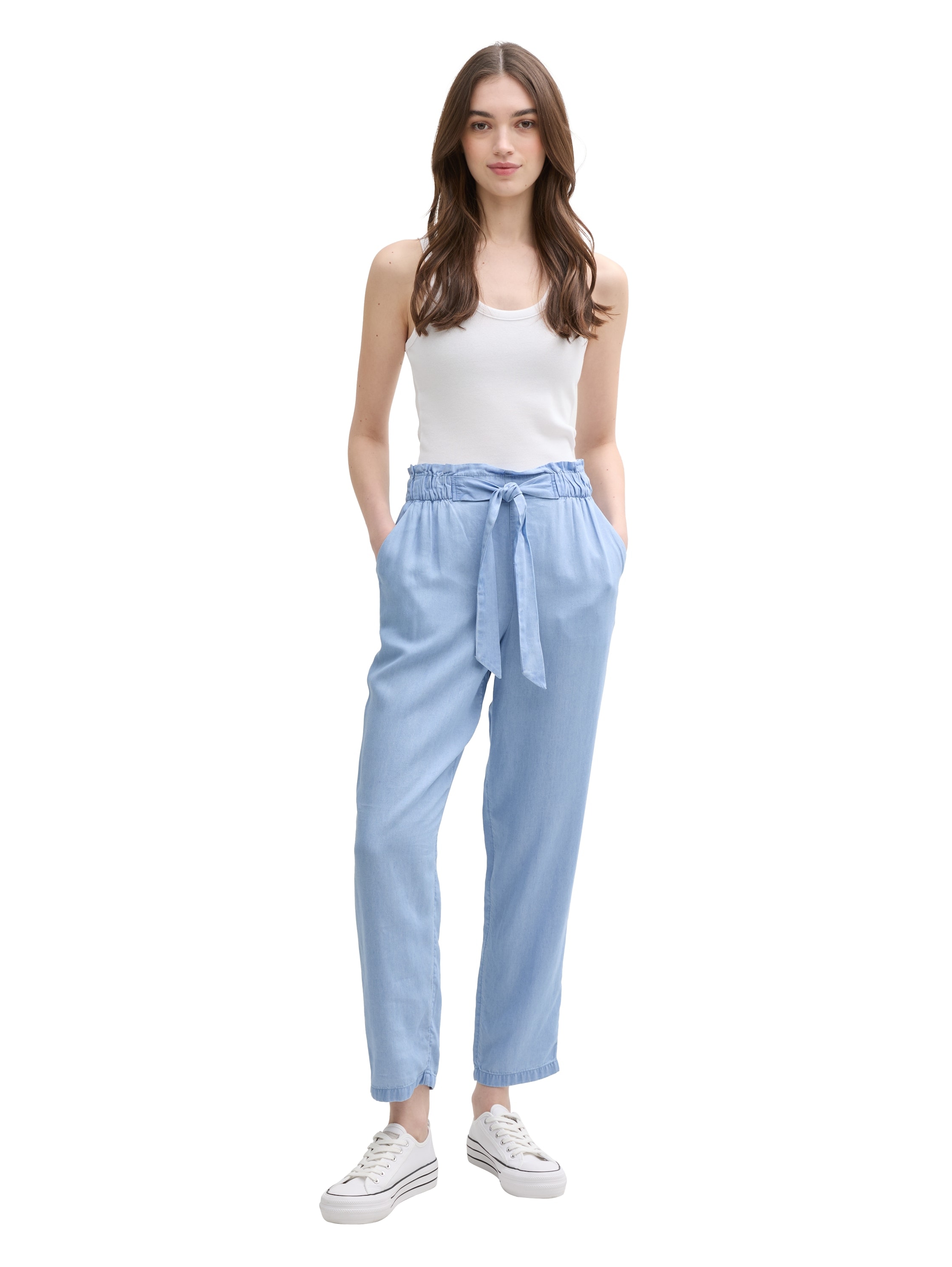TOM TAILOR Denim Paperbag-Hose, mit Bindegürtel