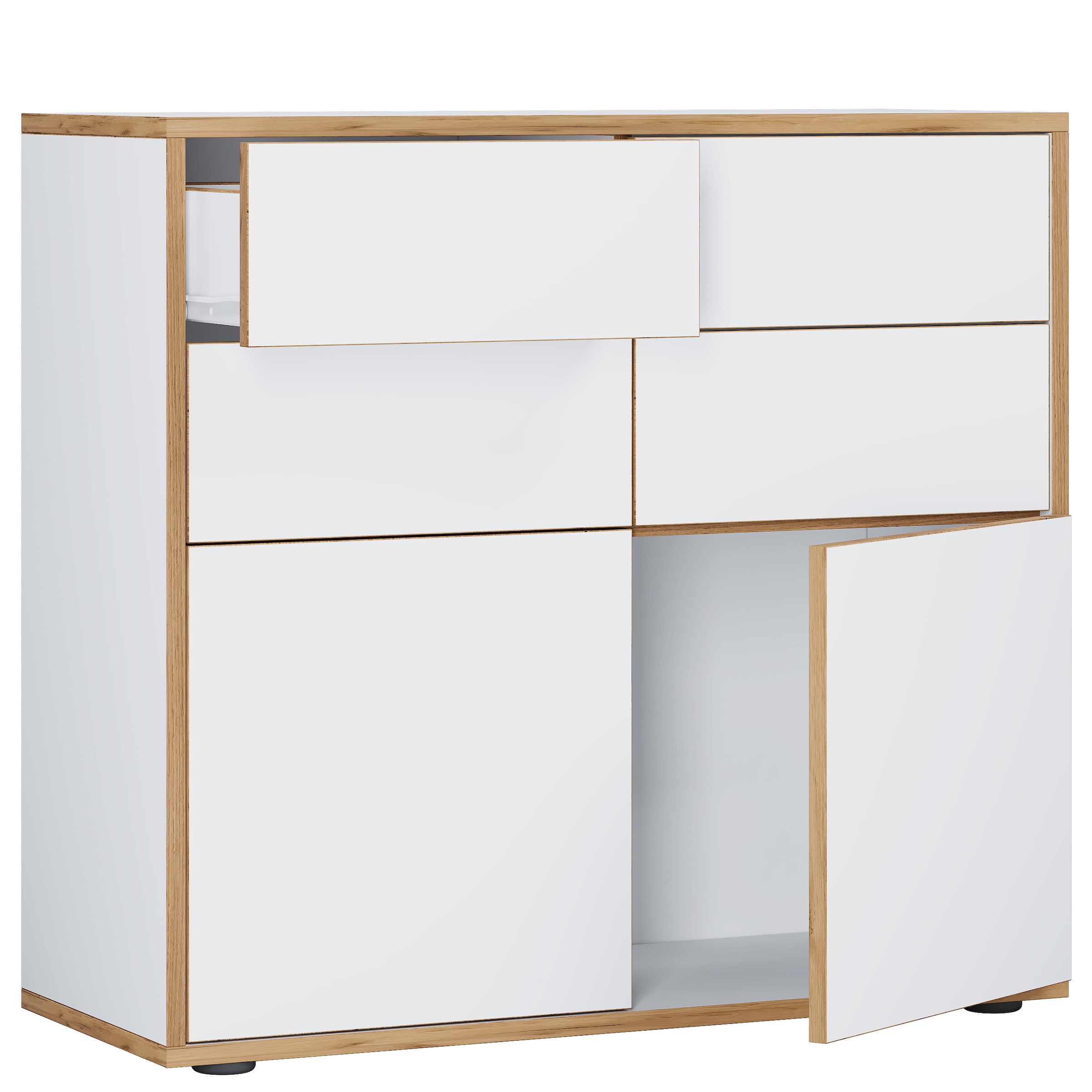 VCM Kommode »VCM Holz Kommode | Sideboard mit Drehtüren und Schubladen | Büromöbel | Maße ca H. 74 x B. 100 x T. 32cm - Salia«, (VCM Salia)