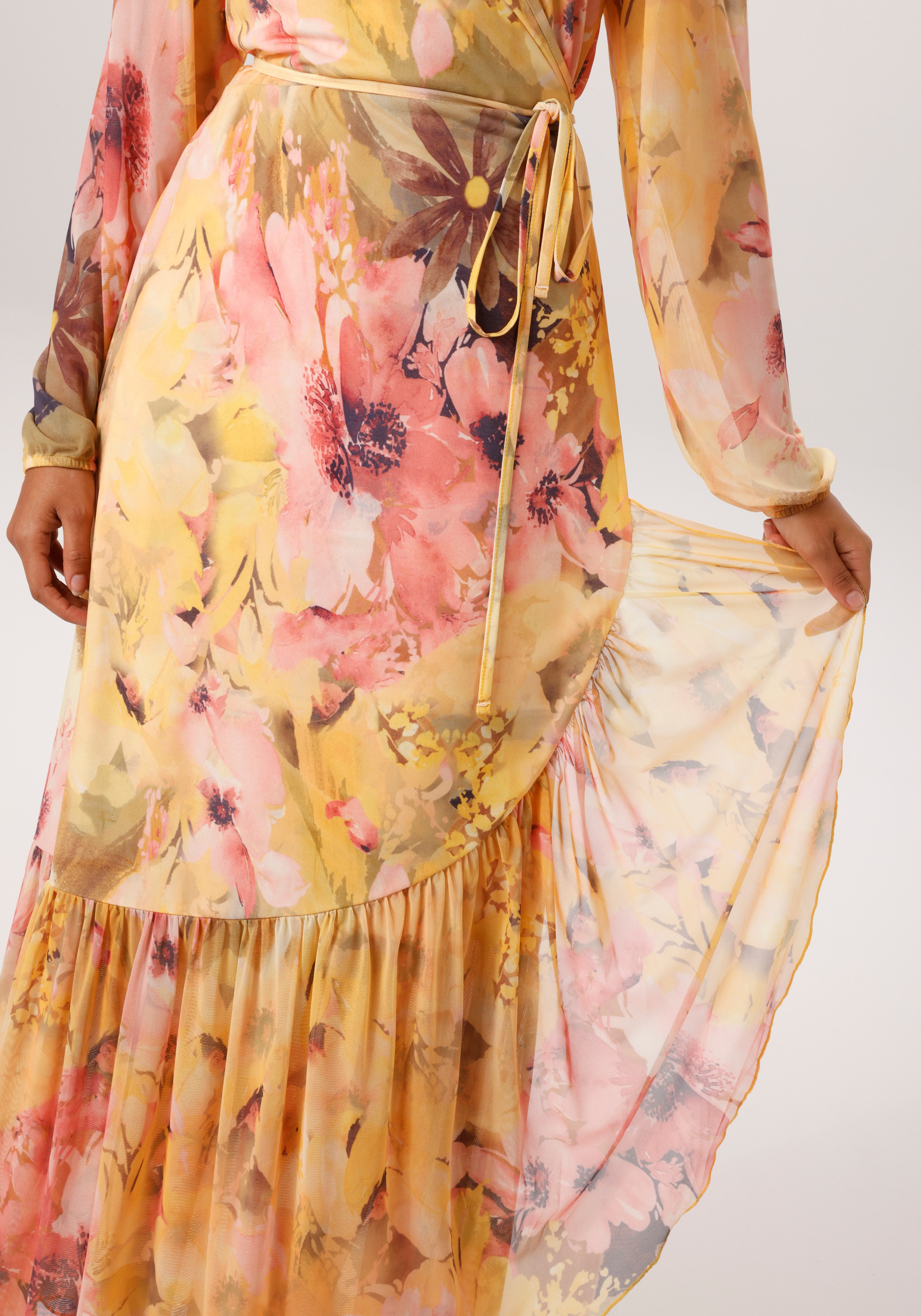 Thumbnail - Aniston CASUAL Wickelkleid mit großflächigen Batikblüten bedruckt - NEUE KOLLEKTION