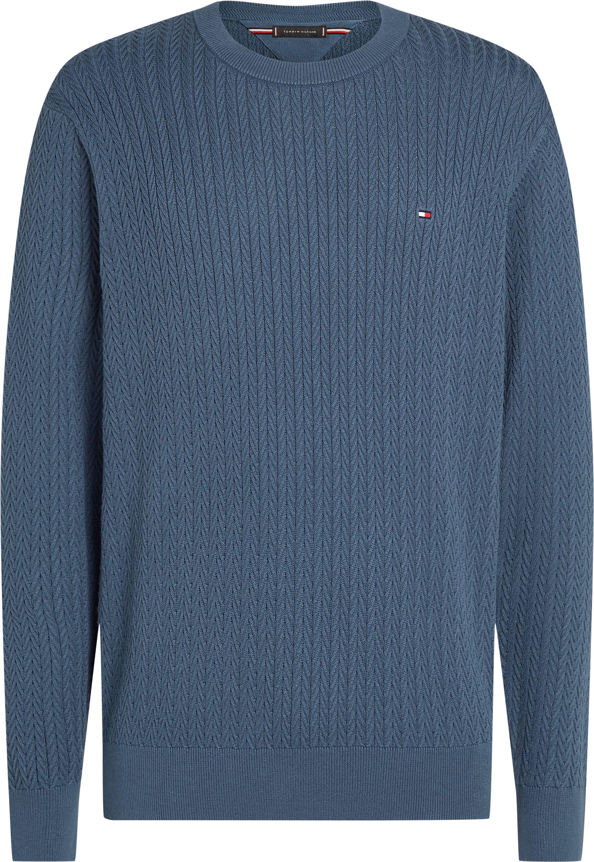 Tommy Hilfiger Strickpullover »HERRINGBONE STRUCTURE C NK«, mit Zopfmuster