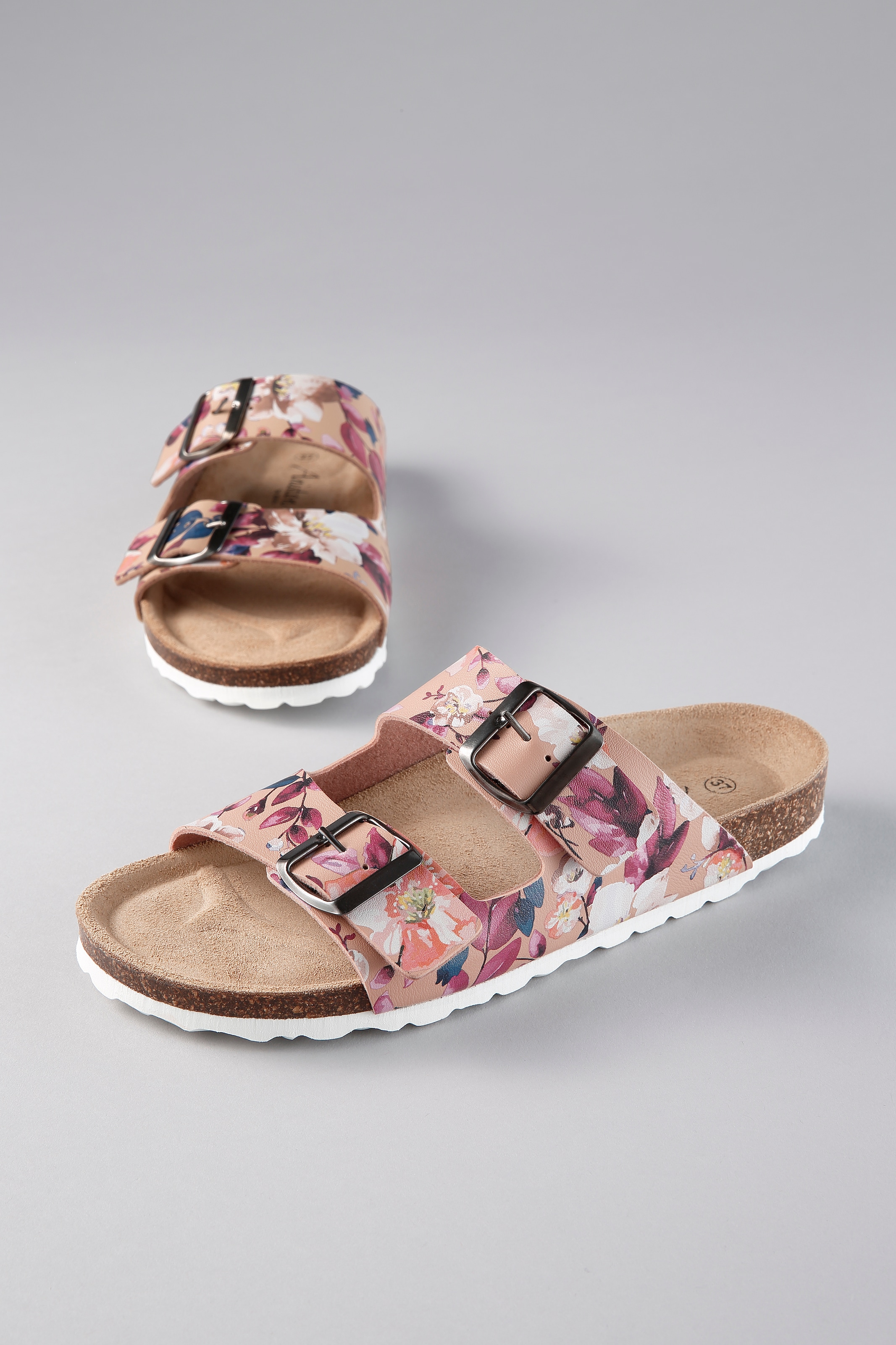 Aniston SHOES Pantolette Hausschuh, Sommerschuh mit Blumendruck - NEUE KOLL günstig online kaufen