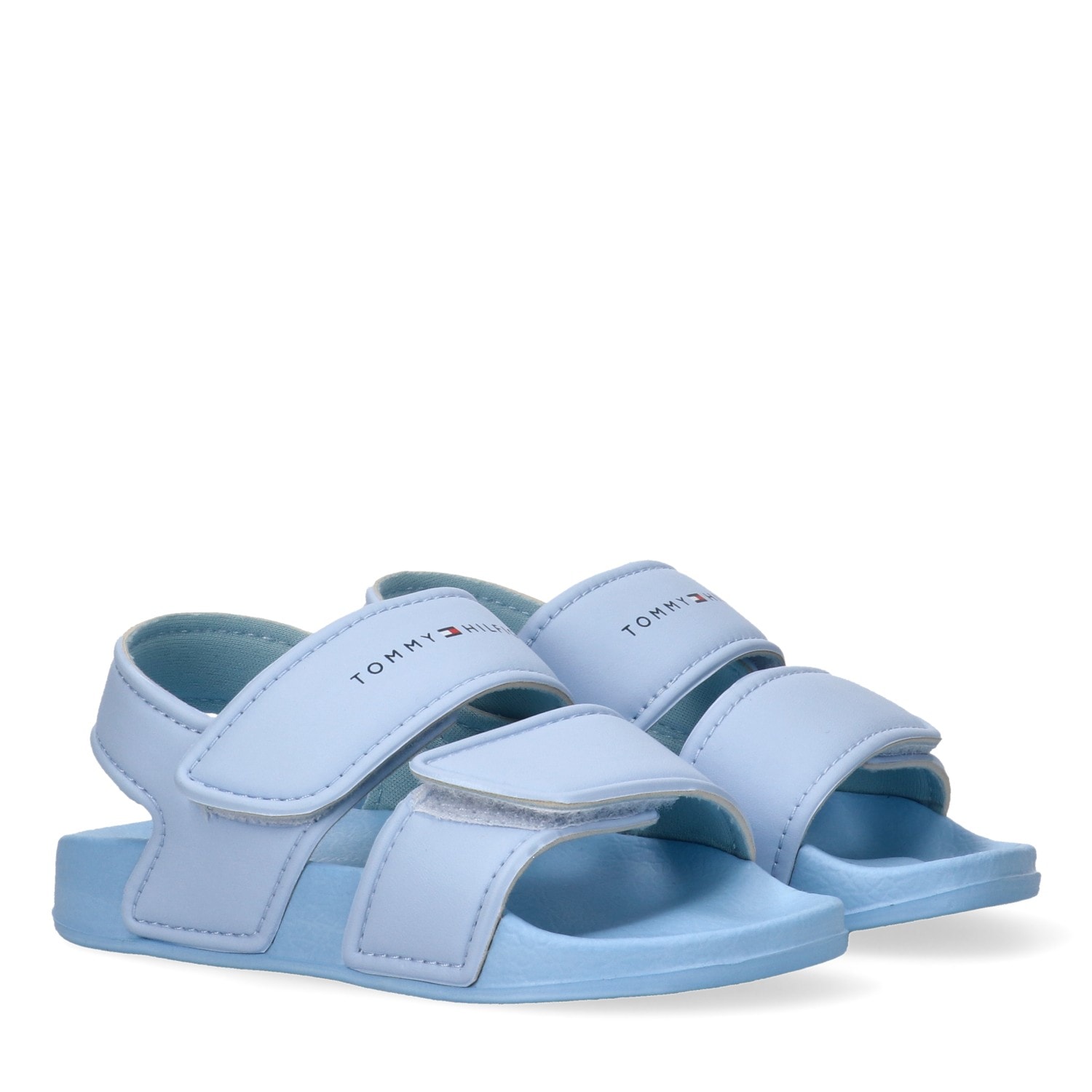 Badesandale TOMMY HILFIGER, Jungen, Gr. 23, hellblau, Synthetik, Schuhe, Badeschuh, Wassersandale, Sommerschuh mit Klettverschlüssen