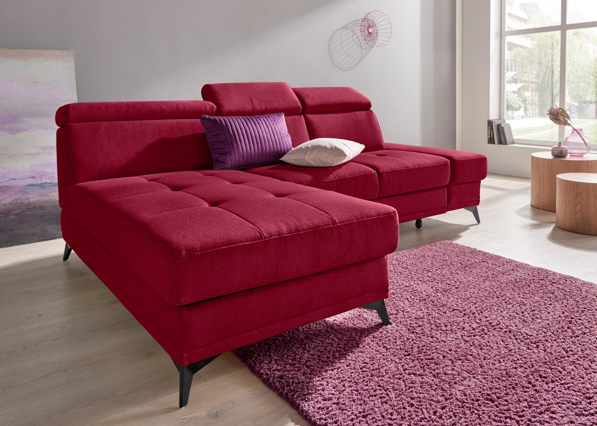 Home affaire Ecksofa "Cardiz L-Form" inkl.Kopfteilverstellung und Federkern günstig online kaufen